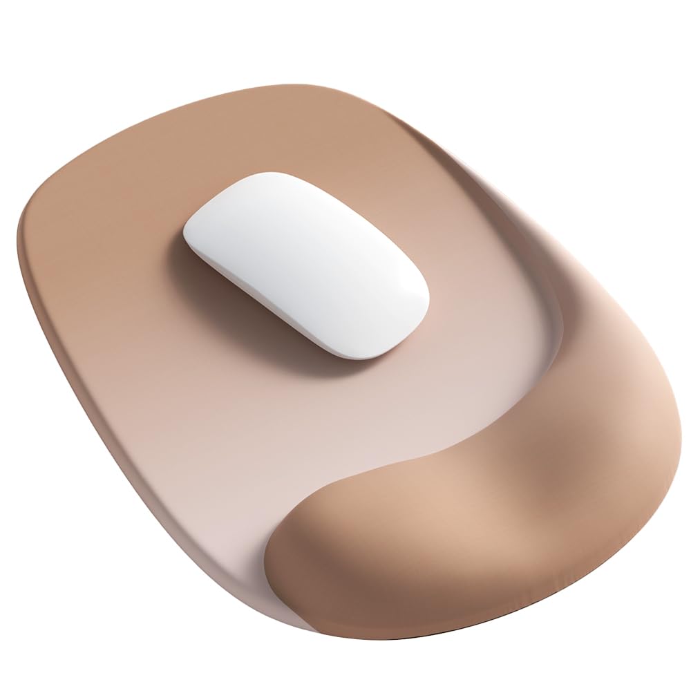 ErgoEase Ergonomic Mouse Pad with Gel Wrist Support - Premium Lycra Fabric, Non-Slip Base for Laptop & Desktop Computers - Ideal for Office Work, Gaming & Long Computer Use - Caramel Brown (04) - Comfortable Desk Accessory for Wrist Pain Relief & Productivity Boost