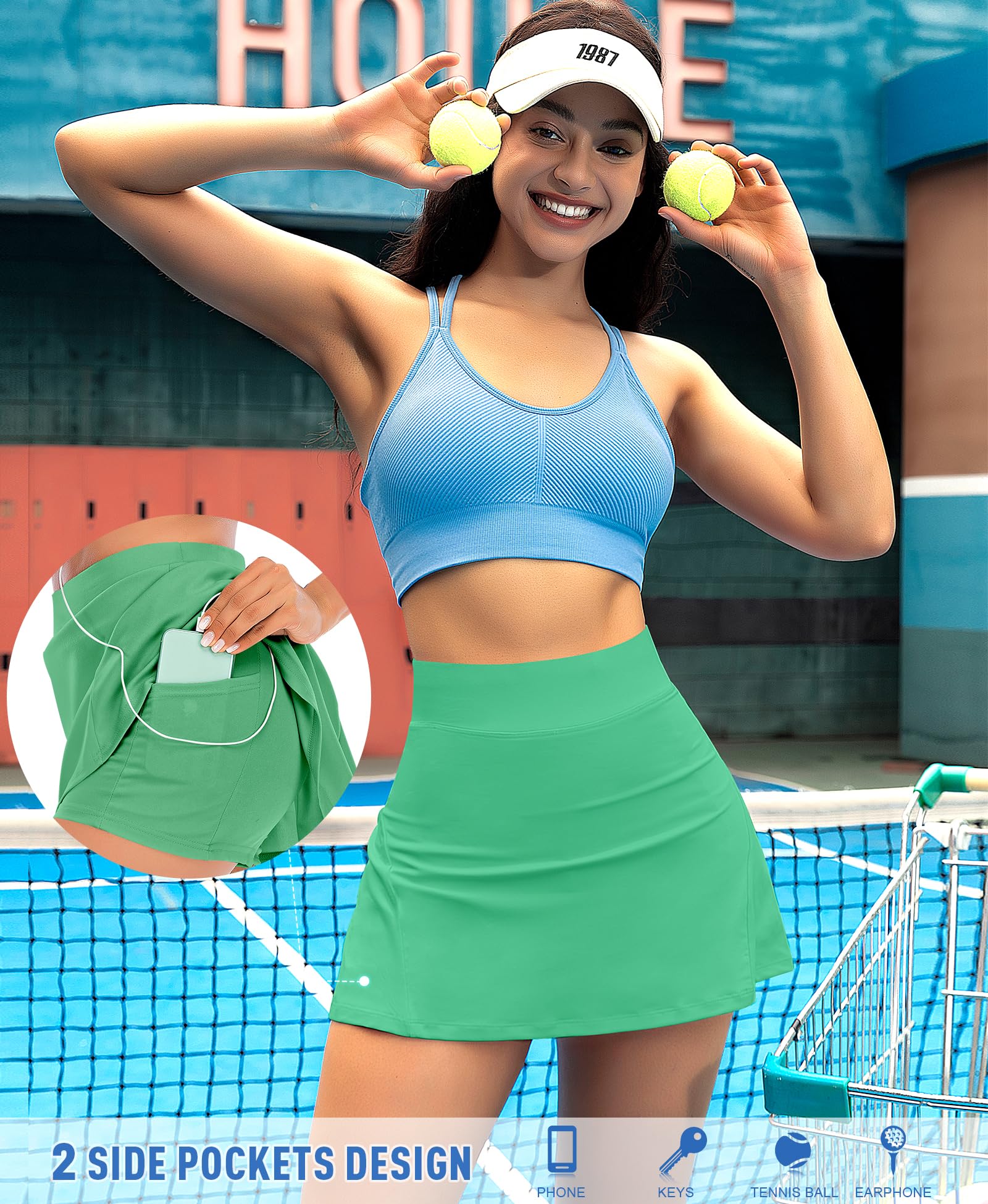 Women's High Waisted Pleated Tennis Skirt with Pockets - Athletic Golf Skorts for Running, Workout & Sports - Breathable Comfort for Gym, Tennis & Casual Wear
