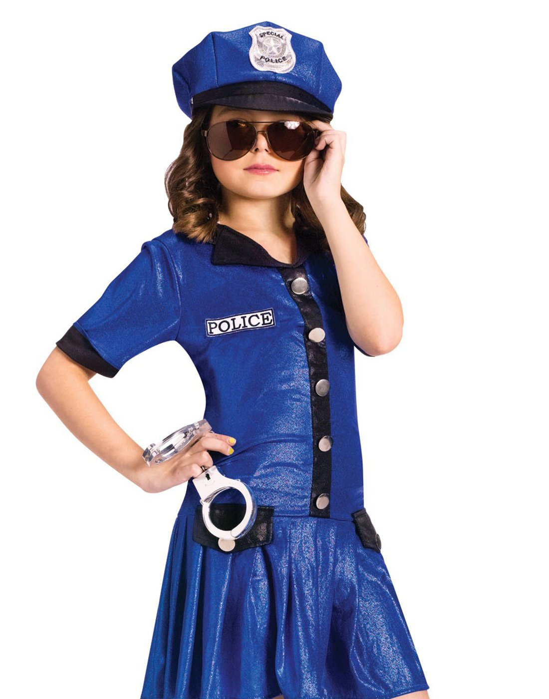 Police Girl Costume for Kids - Small (4-6 Years) | Halloween Dress Up, Role Play, Cosplay Party Outfit