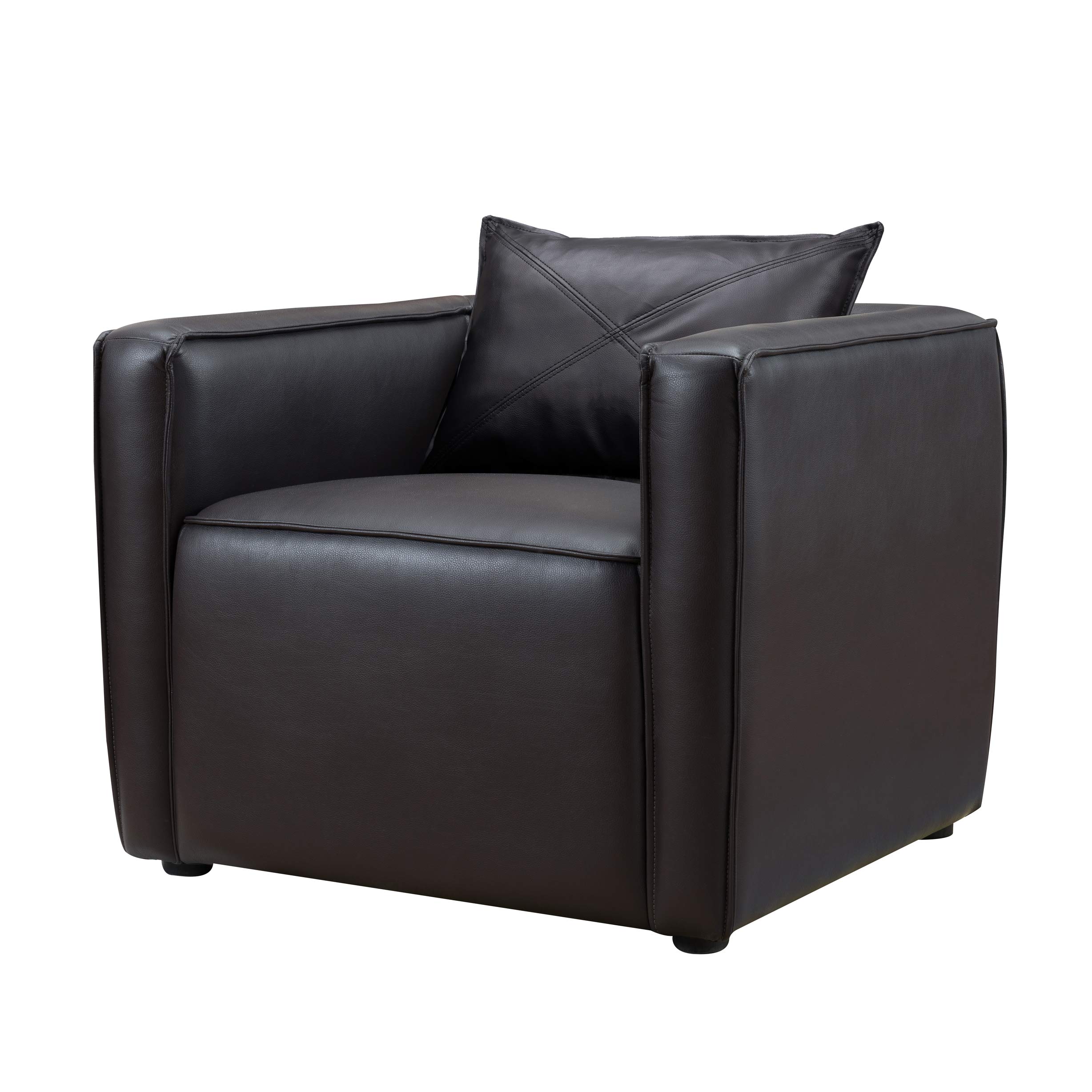 Geneva Modern Breathable Vinyl Padded Arm Chair - Dark Gray Accent Chair for Living Room, Bedroom & Office - Comfortable Lounge Chair with Padded Seat