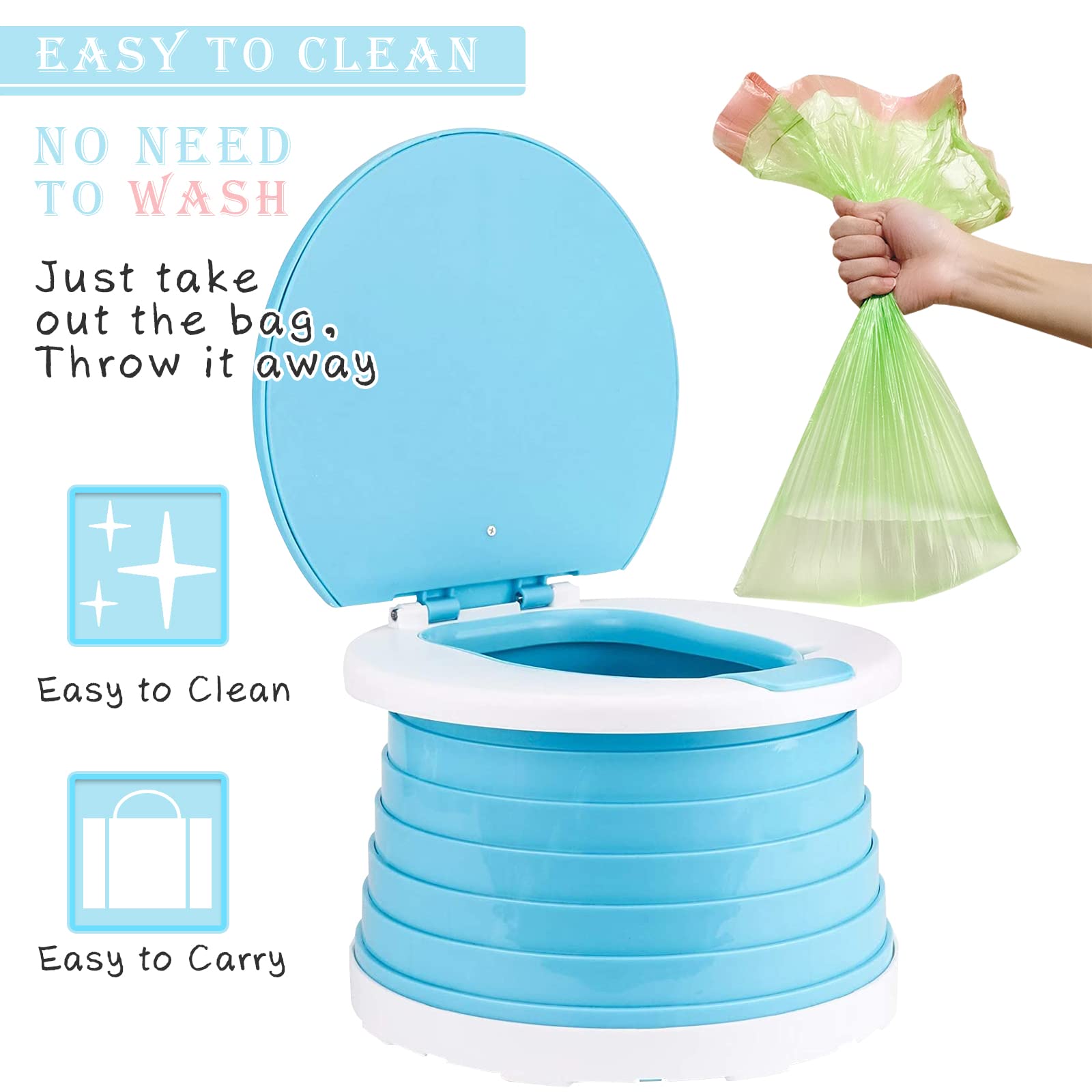 Portable Toddler Potty Seat - Foldable Training Toilet Chair for Kids | Indoor & Outdoor Use with Travel Storage Bag | Green | Perfect for Travel, Camping & Home Potty Training