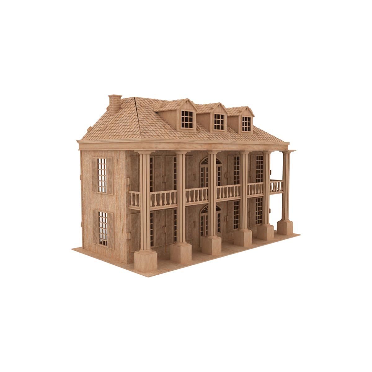 3D Wooden Puzzle DIY Doll House Kit - Historic Southern USA Tiny House Model - Premium Baltic Birch Wood Craft Kit for Family, School & Hobby | Perfect for Home Decor, Educational Projects & Creative Gifts
