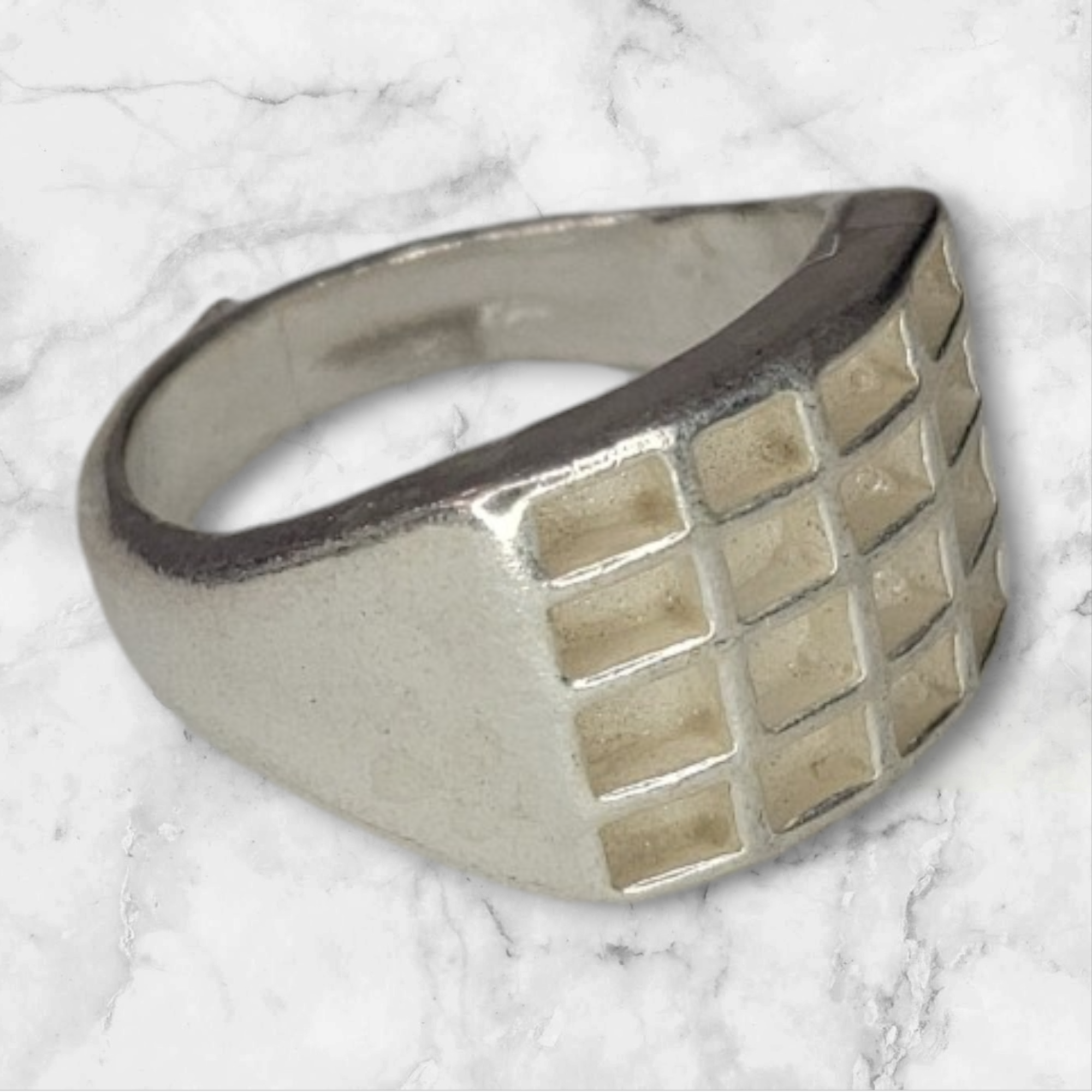 Solid Sterling Silver Inlay Rectangle Blank Ring Setting - Rough Cast DIY Jewelry Making, Empty Ring Band for Carving & Engraving (Size 7-9) - Perfect for Silversmiths, Jewelry Designers & Handcrafted Wedding Bands