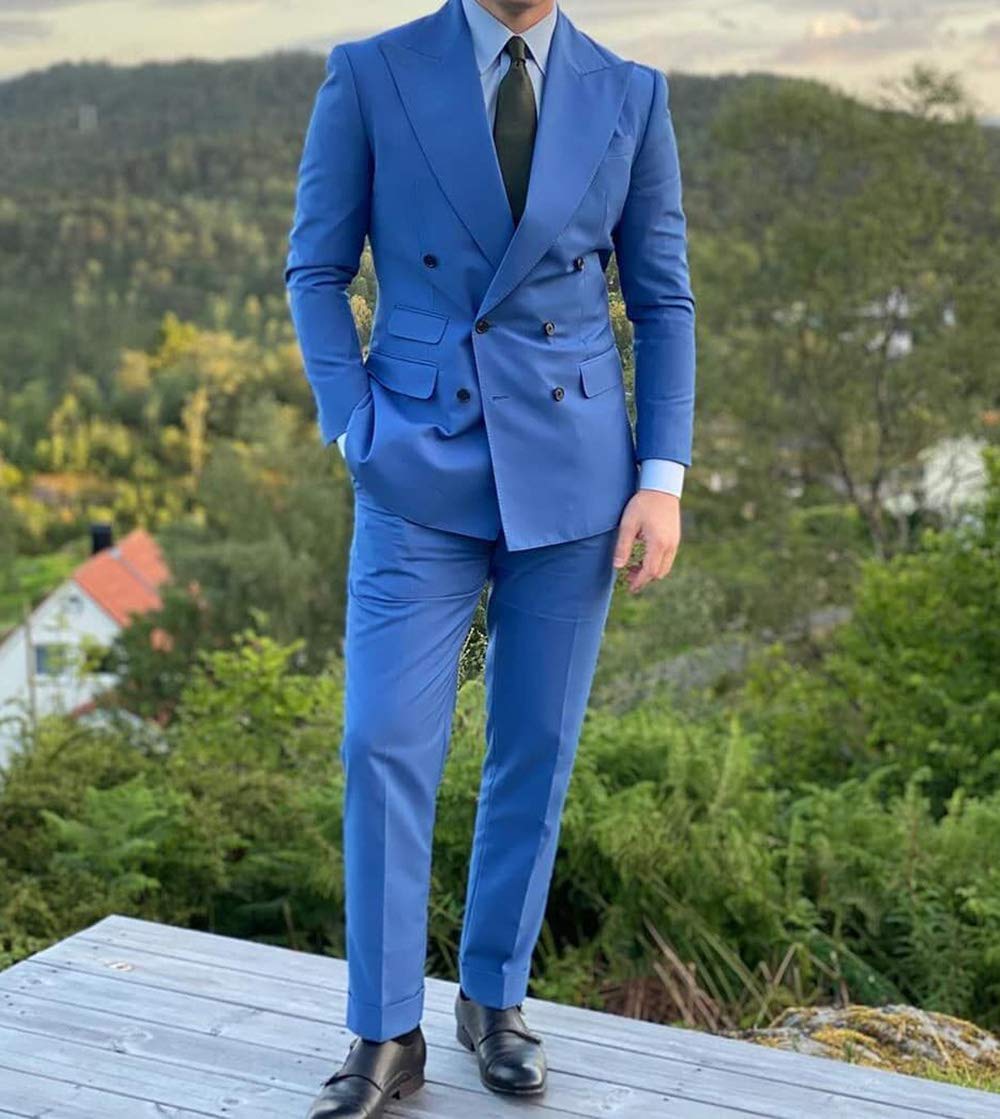 Premium Men's Suits Regular Fit 2-Piece Double Breasted Wedding Groomsmen Blazer & Pants Set - Formal Business Attire for Weddings, Office & Special Occasions
