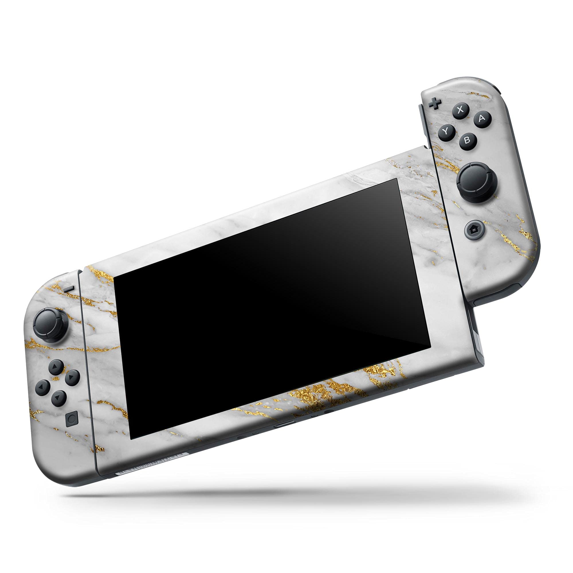 Nintendo Switch Lite Skin Decal - Scratch-Resistant Removable Vinyl Wrap Cover Compatible with Switch Lite - Marble & Digital Gold Foil V4 Design - Perfect for Gaming Protection and Customization