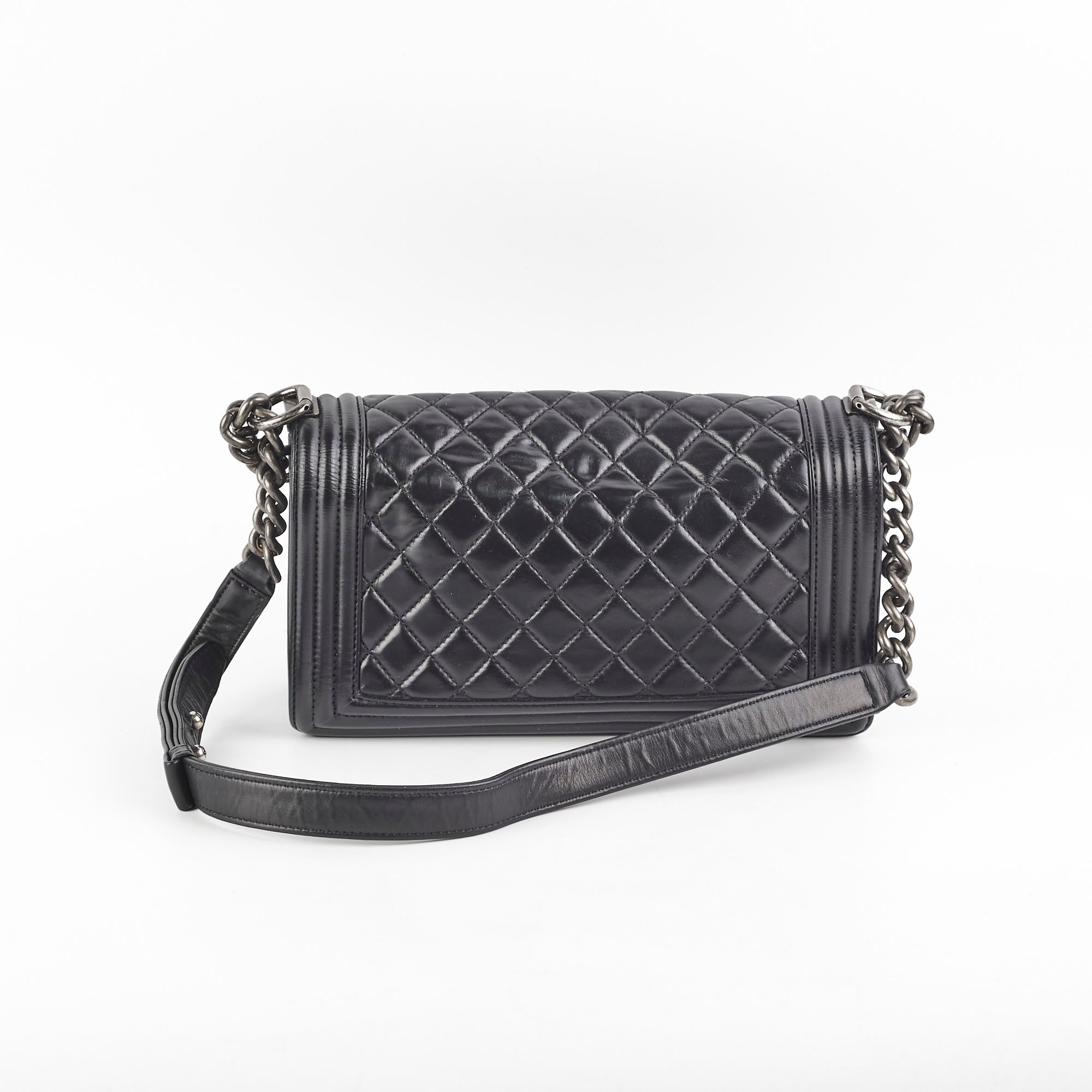 Chanel Quilted Old Medium Boy Bag in Black - Luxury Crossbody Handbag for Women, Perfect for Date Night & Evening Events