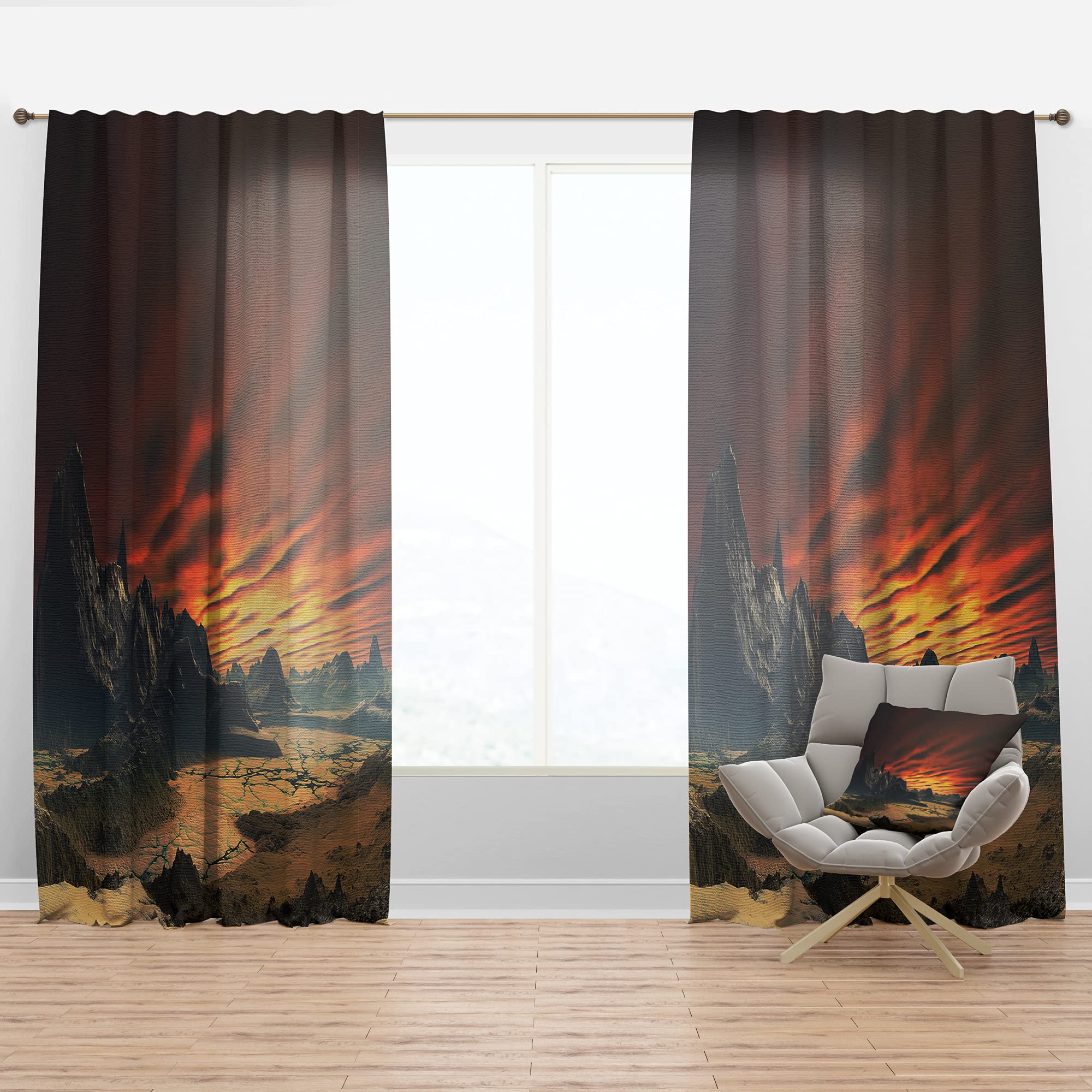 DesignQ 'Beautiful Alien Planet Traos' Thermal Insulated Curtains - Single Panel 52x90 Inches - Blackout Drapes for Bedroom & Living Room - Space Themed Window Treatment for Sci-Fi Decor & Home Theater