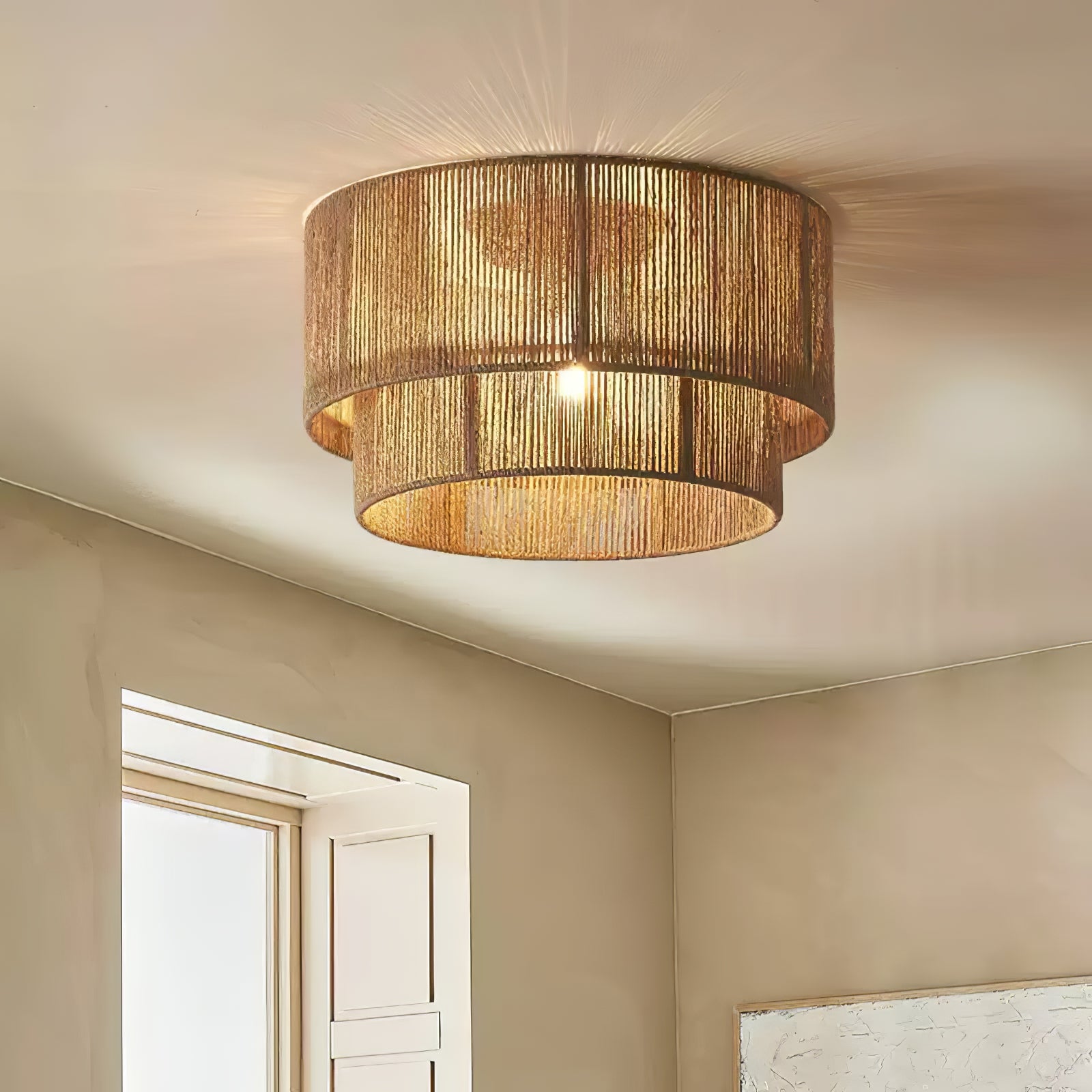 Modern Astra Woven Ceiling Lamp - Handcrafted Rattan Pendant Light Fixture for Living Room, Bedroom & Dining Room | Boho Chic Home Decor Lighting