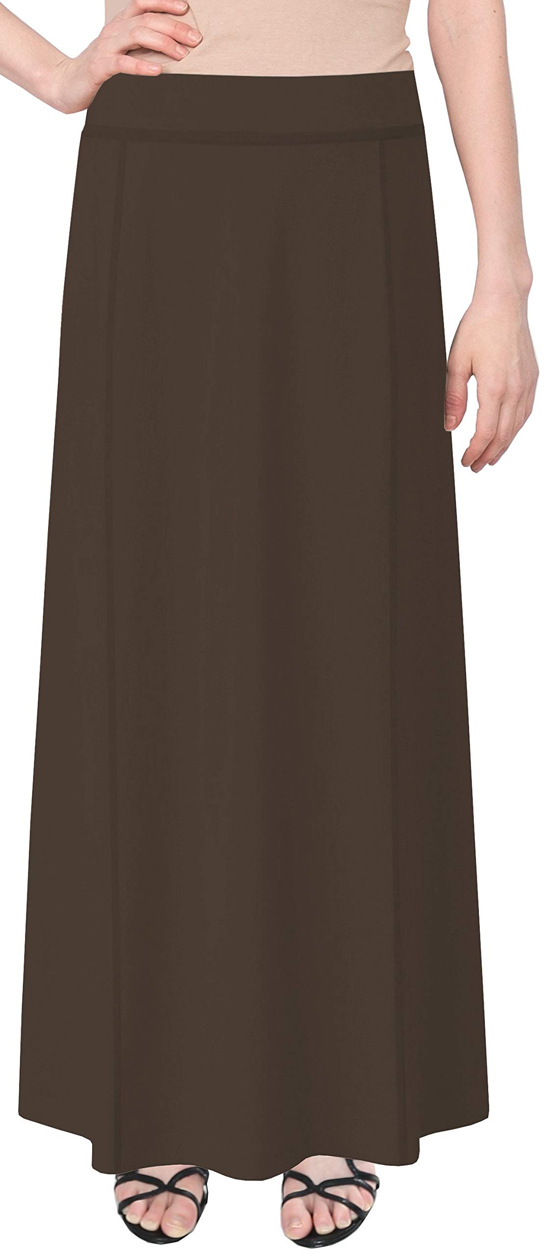 Baby'O Women's Stretch Cotton Maxi Skirt - XXL Brown for Casual & Beach Wear