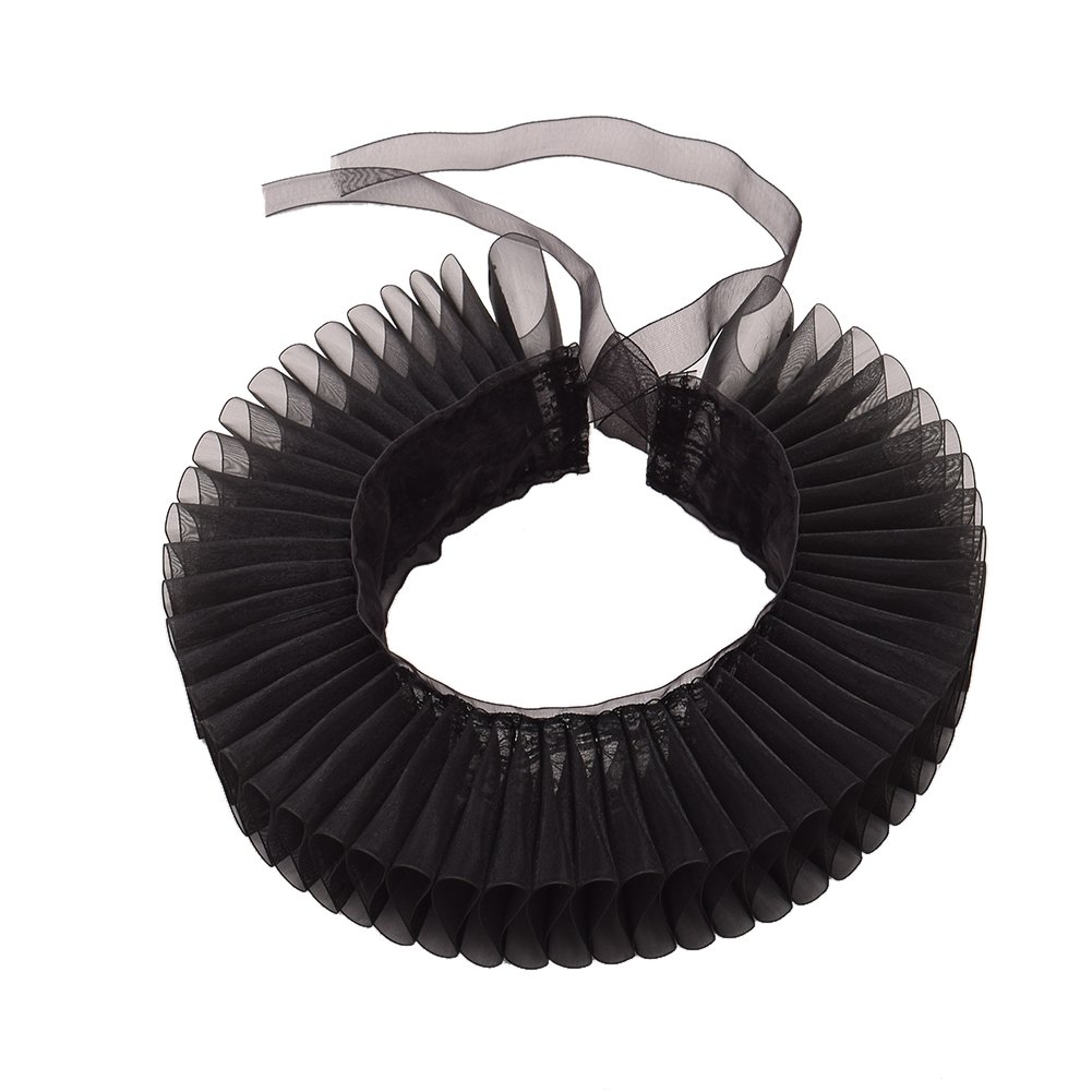 Graceart Elizabethan Dickens Ruff Neck Collar & Wrist Cuffs - Victorian Gothic Lace Ruffle Accessories for Renaissance Faire, Cosplay, and Historical Reenactment