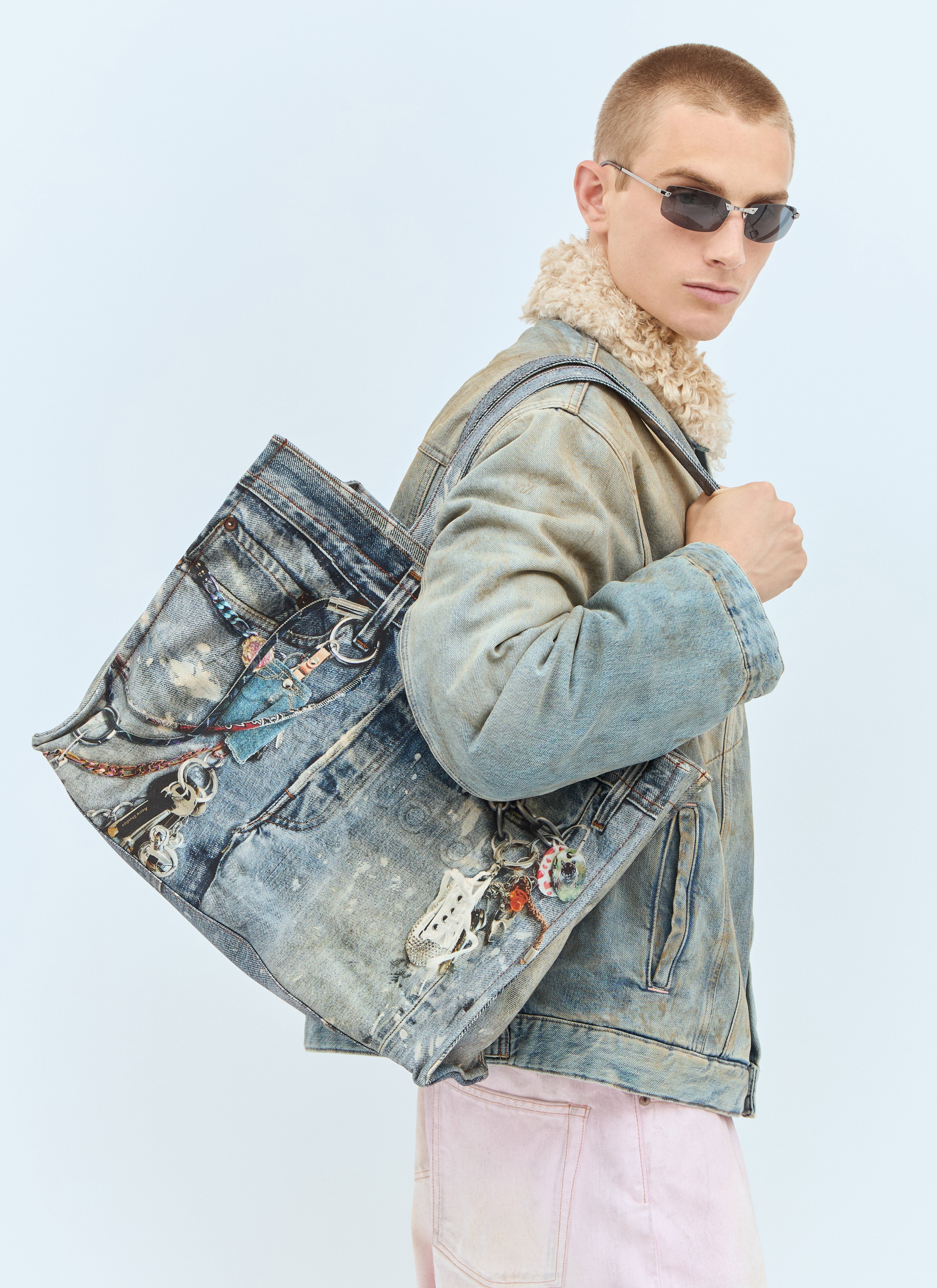 Acne Studios Men's Printed Canvas Tote Bag - Stylish & Durable for Work, Gym & Travel | Fashionable Designer Shoulder Bag for Men