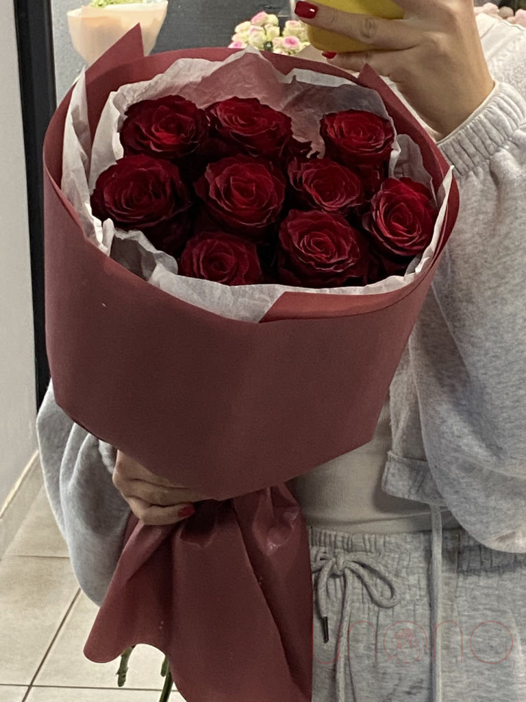 12 Red Roses Bouquet - Long Distance Love Gift for Anniversary, Valentine's Day & Romantic Occasions