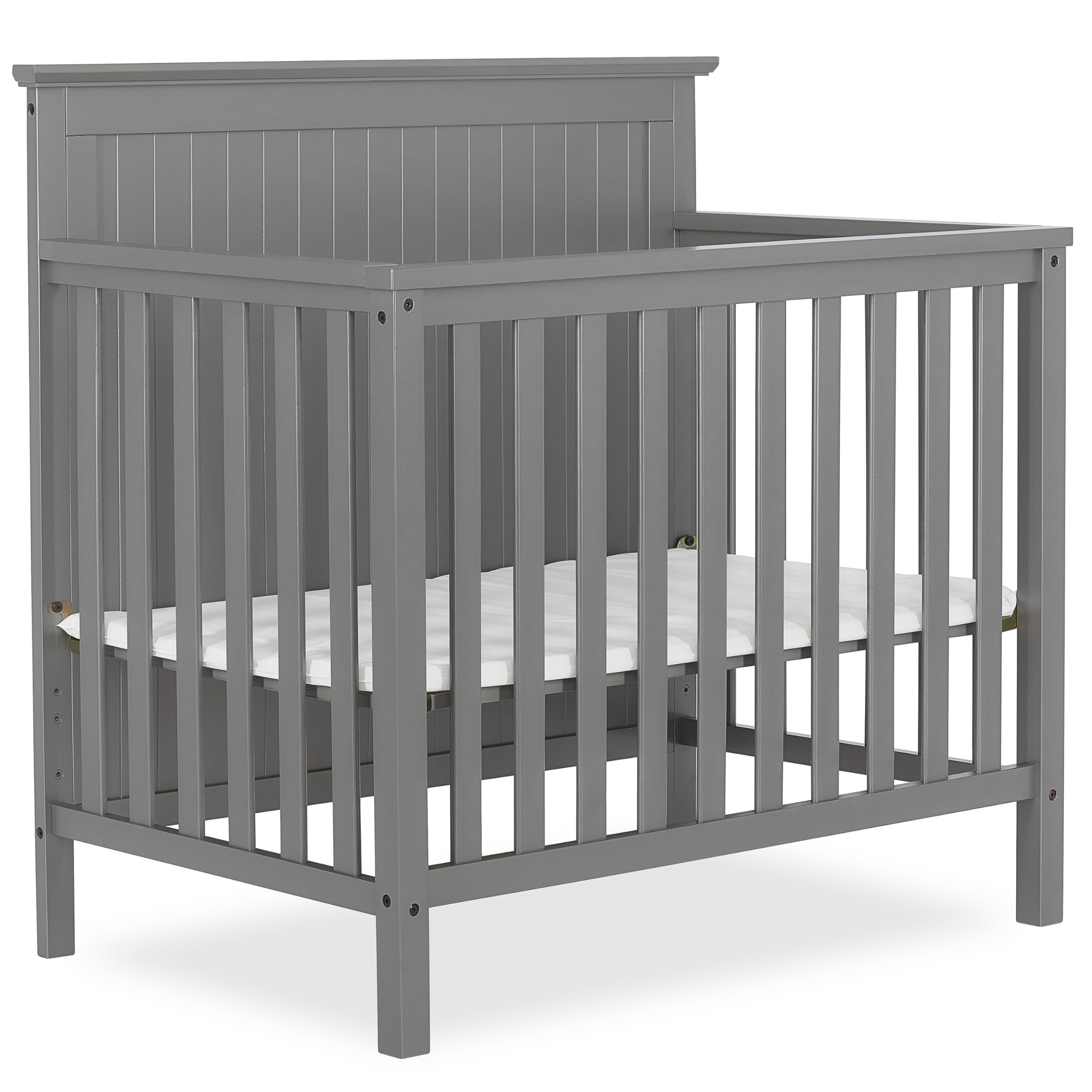 **Dream On Me Ava 4-in-1 Convertible Mini Crib – Steel Grey, Greenguard Gold Certified, Non-Toxic Finish, Includes 1