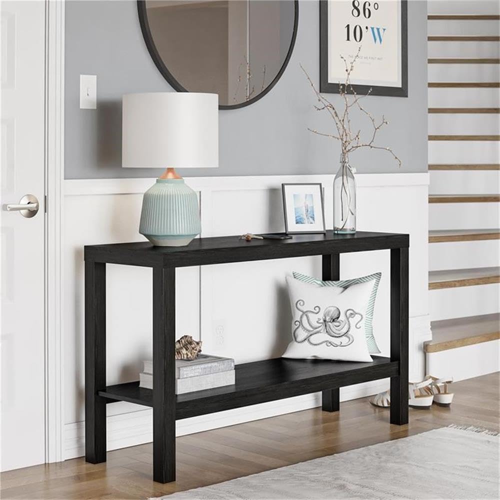Ameriwood Home Ira Console Table - True Black Oak Finish, Entryway Sofa Table, Hallway Accent Furniture for Living Room & Bedroom Decor