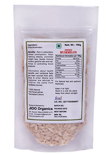 Organic Dried Muskmelon Seeds (Cantaloupe Seeds/Kharbooze Beej) - 100g | Premium Kharbooze Magaz for Snacking, Cooking & Ayurvedic Recipes | Healthy & Nutritious Natural Food