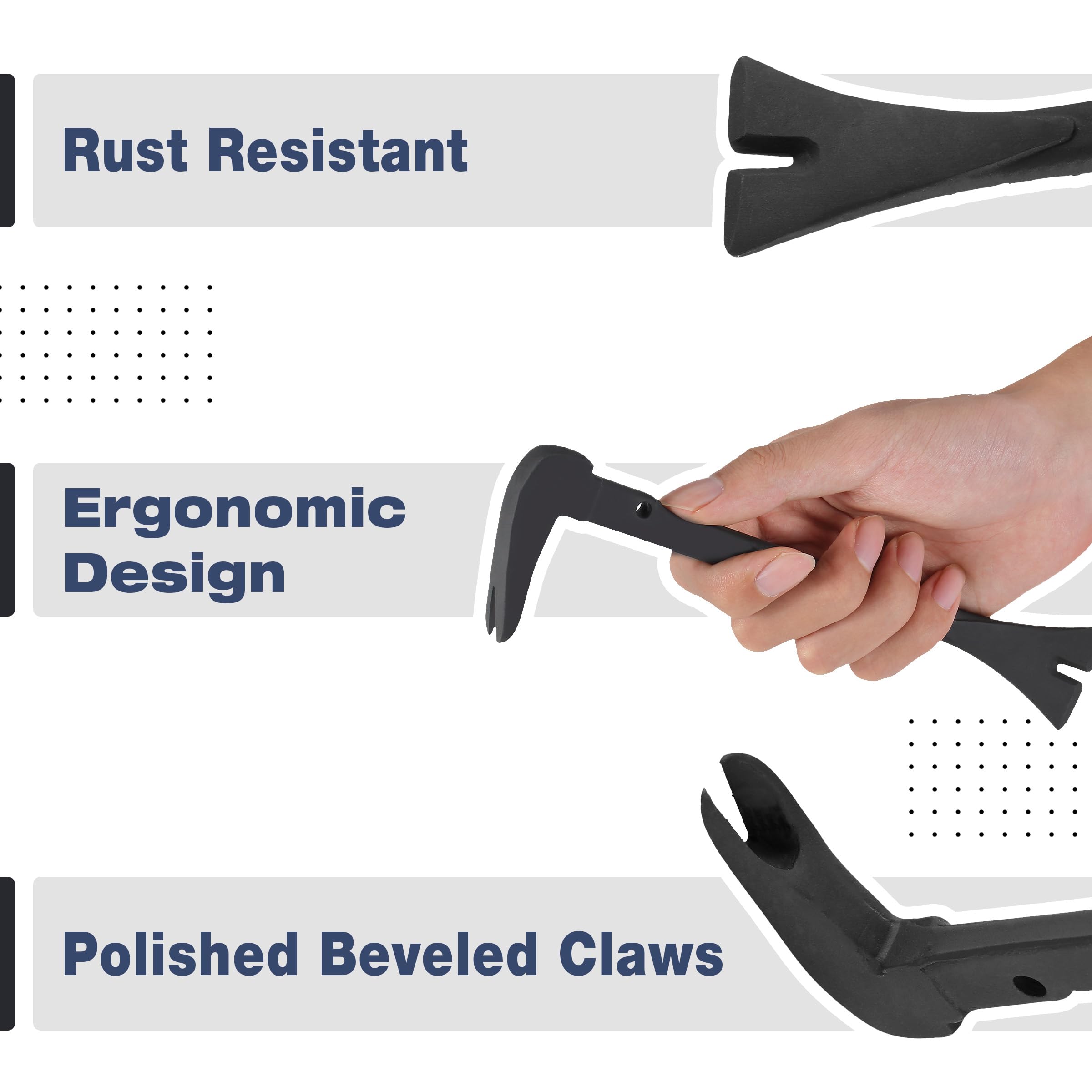 Bates 8-Inch Cats Paw Nail Puller - Mini Pry Bar Tool for Carpentry, Demolition & Home Repair | Durable Flat Crowbar for Removing Nails, Opening Crates & DIY Projects