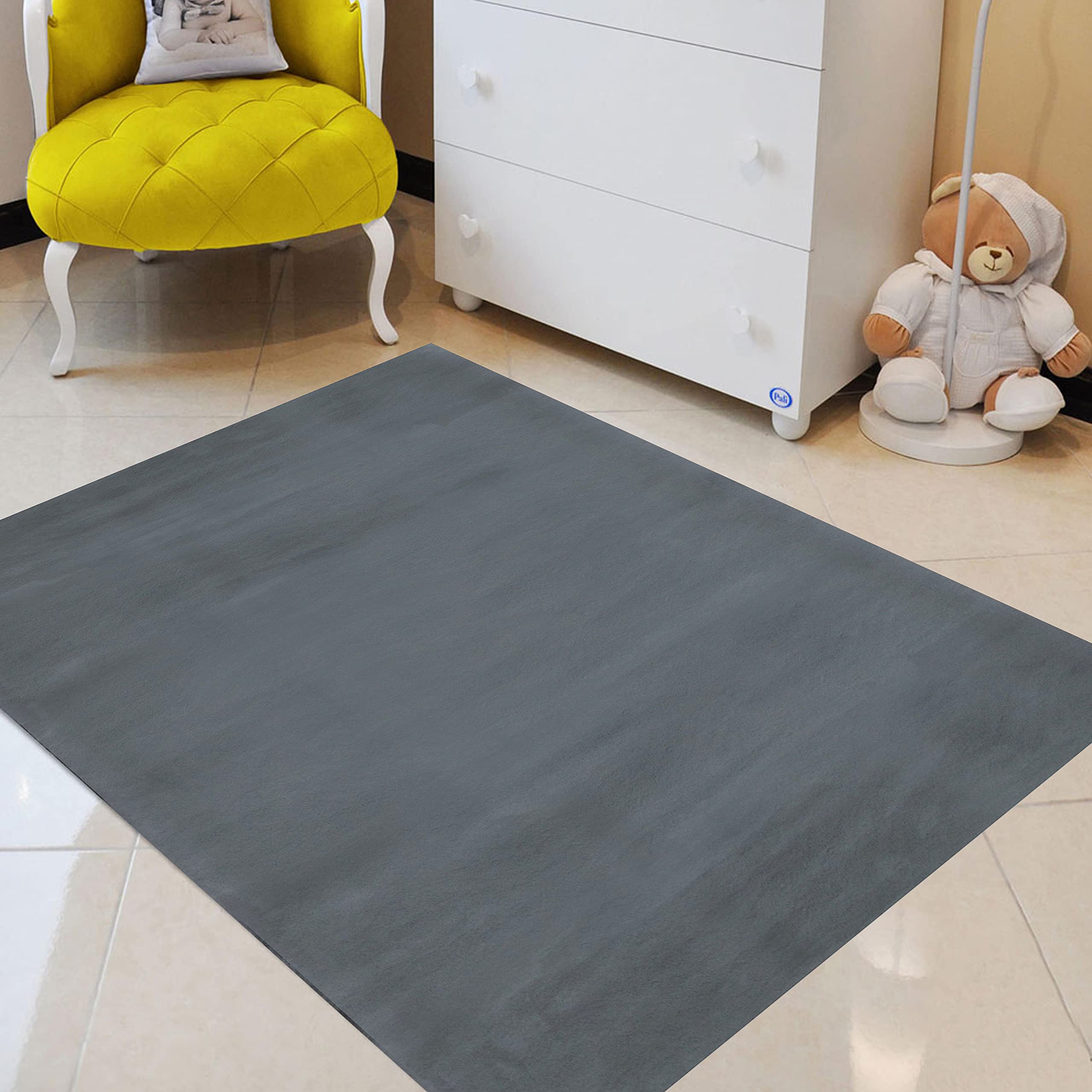 Luxury Faux Fur Shaggy Area Rug 5' x 7' - Soft Plush Non-Slip Carpet for Living Room, Nursery, Kids Room - Modern Home Decor in Dark Gray - Perfect for Cozy Floor Seating & Play Areas
