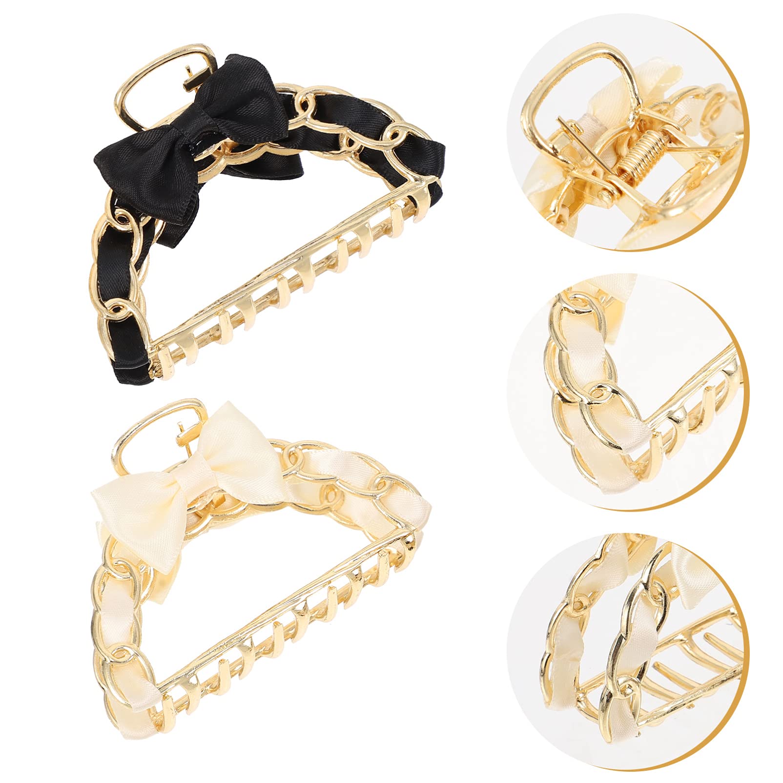 Lurrose Metal Hair Claw Clips - Non-Slip Bowknot Jaw Clips for Women & Girls | Retro Silk Hair Barrettes & Fancy Hair Clamps | Perfect for Updos, Ponytails & Everyday Styling