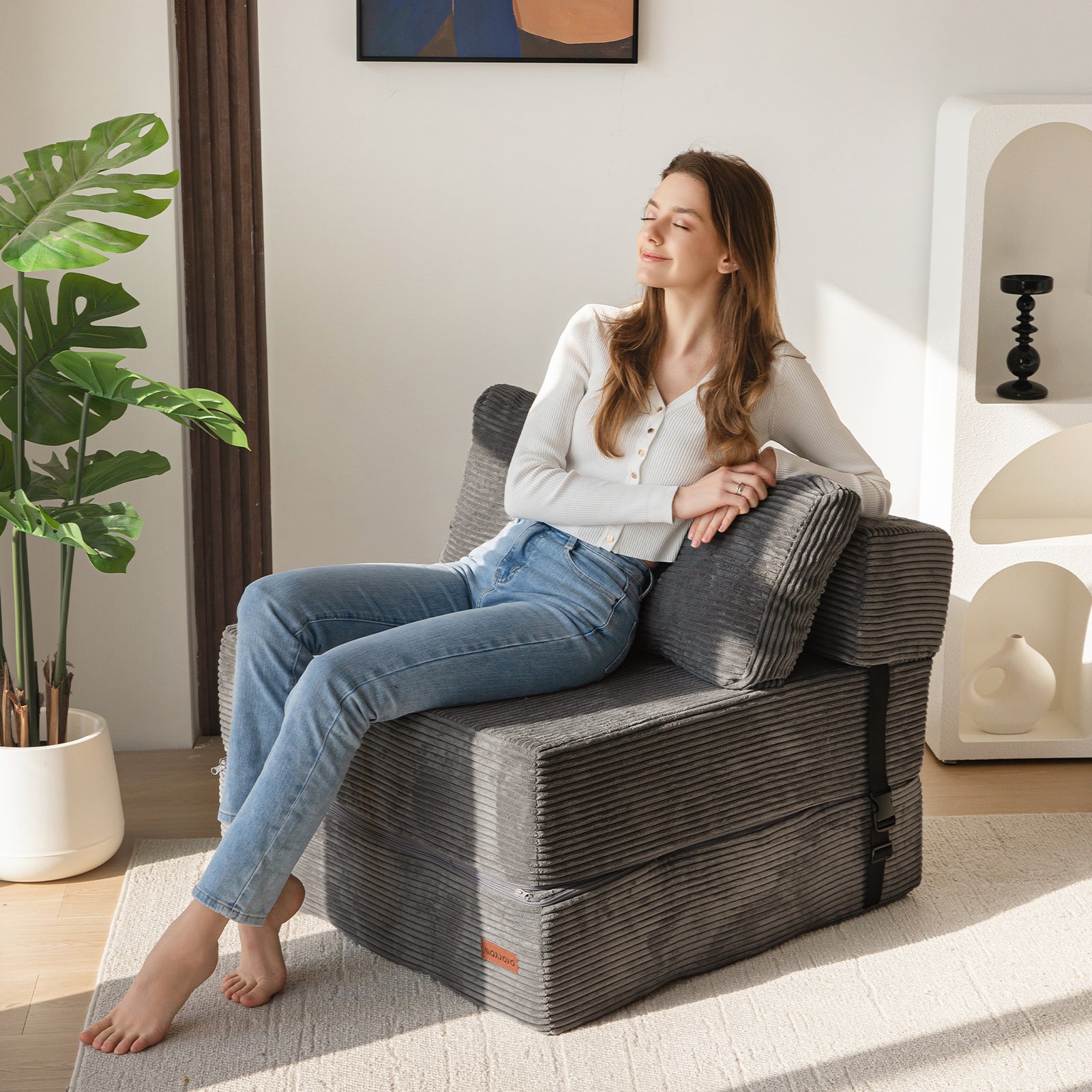 MAXYOYO Convertible Folding Sofa Bed with High-Density Support Foam - Dark Grey Sleeper Couch for Small Spaces, Living Room, Bedroom & Guest Room | Space-Saving Multi-Functional Furniture