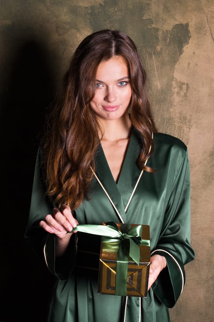 Luxury Long Silk Robes for Women - Plus Size Satin Robe Kimono Sleepwear Loungewear | Elegant Homewear & Bridal Party Dressing Gown for Spa, Vacation & Special Occasions