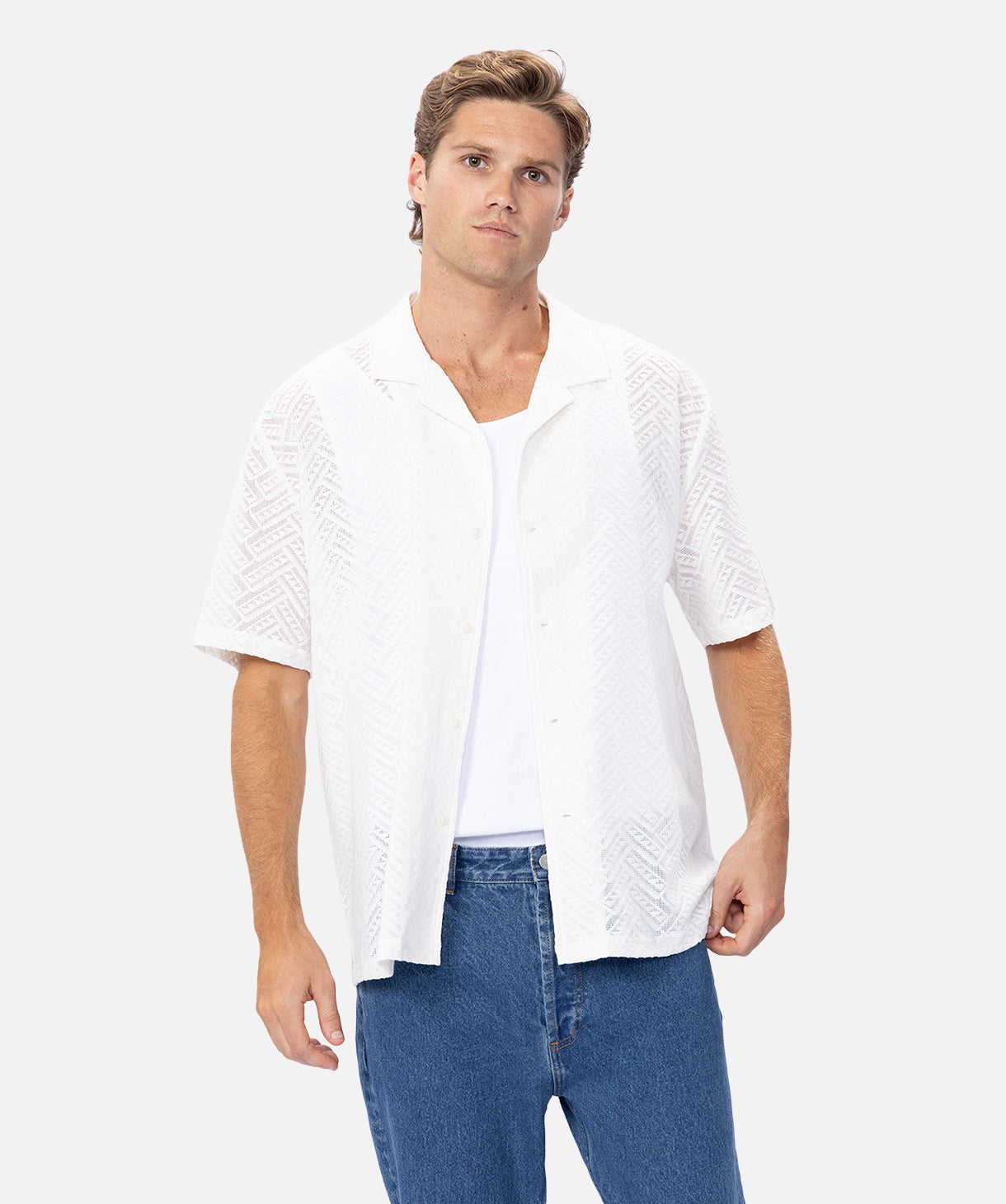 The Sarria Short Sleeve Shirt for Men - Premium Cotton Casual Button Down Shirt in Off White | Perfect for Office Wear, Summer Outfits & Casual Fridays