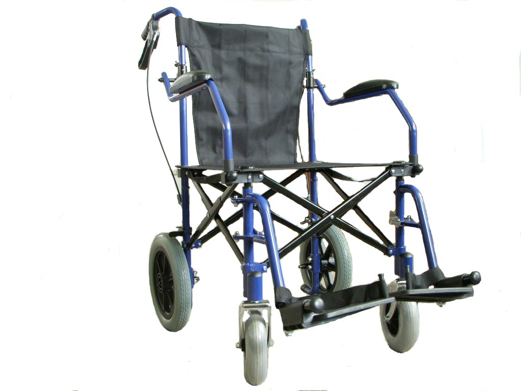 Lightweight Heavy Duty Folding Travel Wheelchair with Hand Brakes - Portable Transit Wheelchair in Carrying Bag (ECTR04HD) | Ideal for Air Travel, Shopping & Outdoor Activities