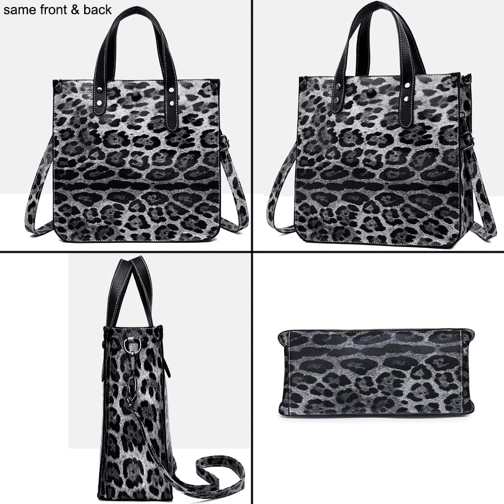 Downupdown Women's Animal Print Leather Shoulder Bag & Purse Set - 2Pcs Stylish Satchel & Tote Handbags for Work, Office & Daily Use | Durable Ladies Bags for Professional & Casual Outfits