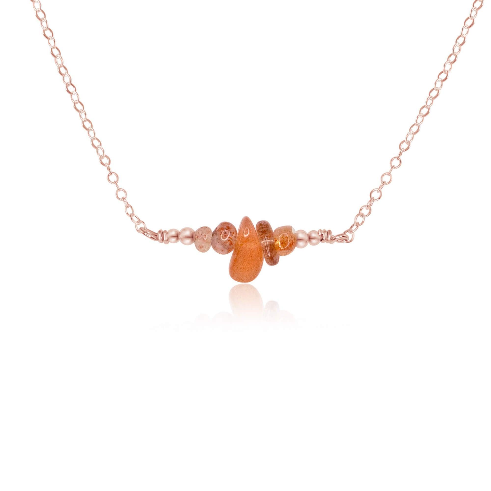 Sunstone Chip Bead Bar Necklace - Natural Gemstone Jewelry for Women, Healing Crystal Pendant with Adjustable Chain - Perfect for Meditation, Yoga & Spiritual Gifts