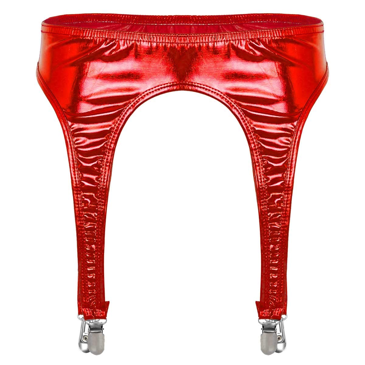ACSUSS Women's Shiny Holographic Metallic Garter Belt with Clips - Adjustable Suspender for Thigh High Stockings | Perfect for Lingerie, Cosplay, and Special Occasions