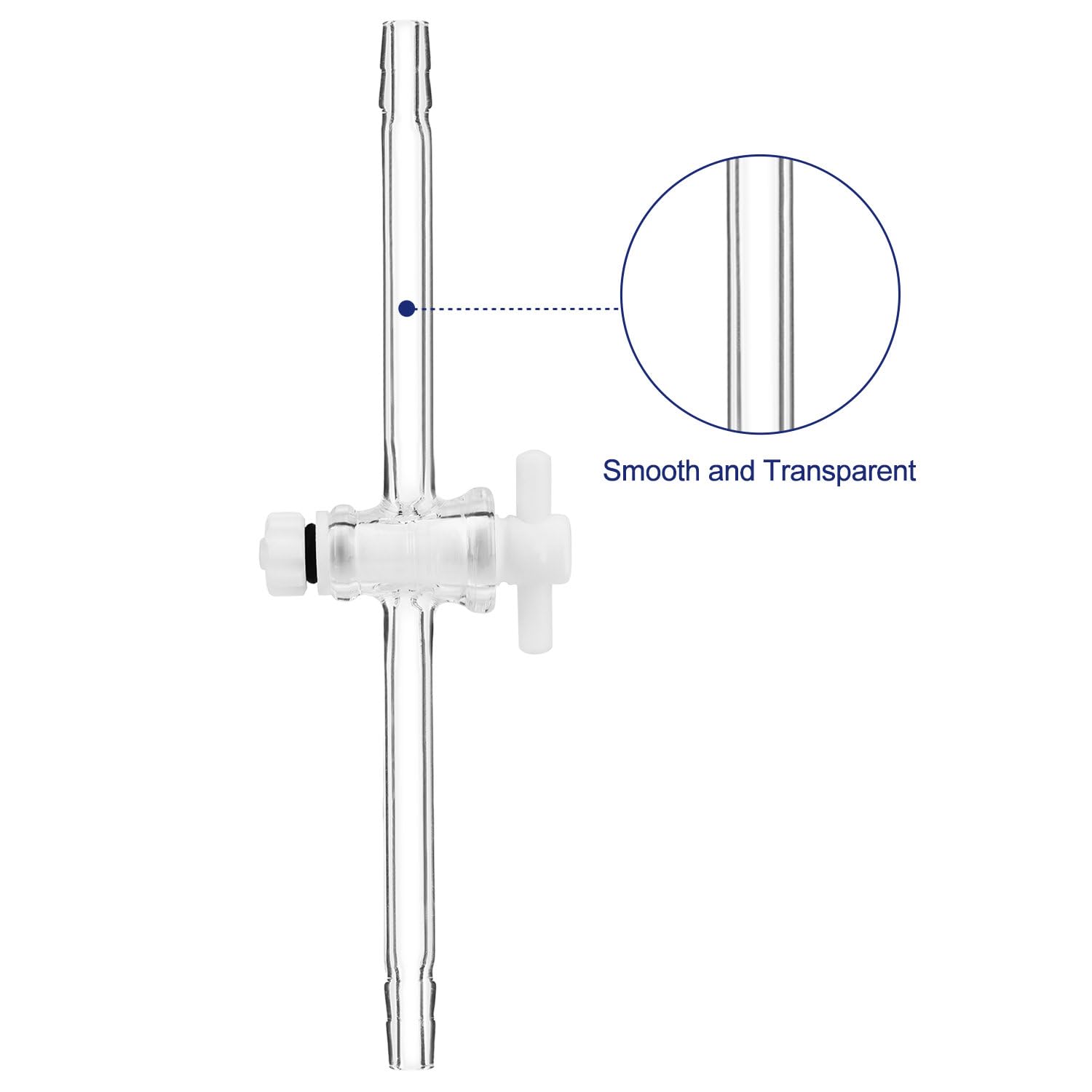 Labasics 8mm PTFE Stopcock Glass Vacuum Flow Control Adapter - Borosilicate Glass Distillation Take Off Adapter for Chemistry Labs | Essential for Vacuum Distillation, Fractional Distillation & Laboratory Experiments
