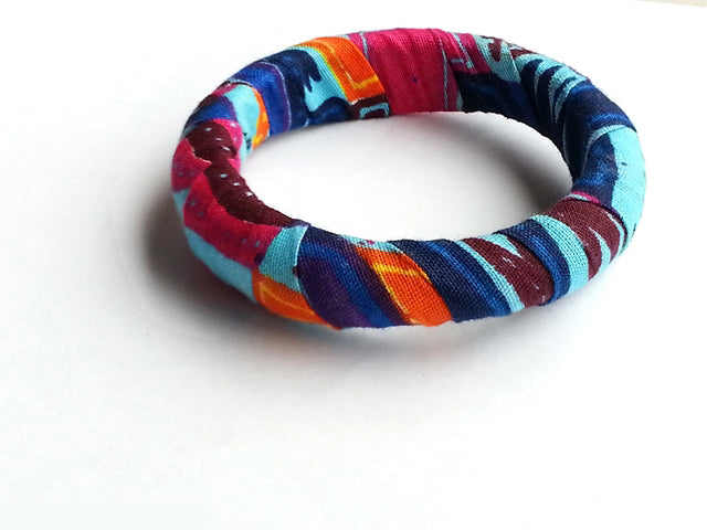 Vibrant Printed Bangle Bracelet - Blue, Fuchsia, Burgundy, Orange & Gold Jewelry DPJ244 | Boho Chic Accessory for Women, Party Wear & Festival Fashion