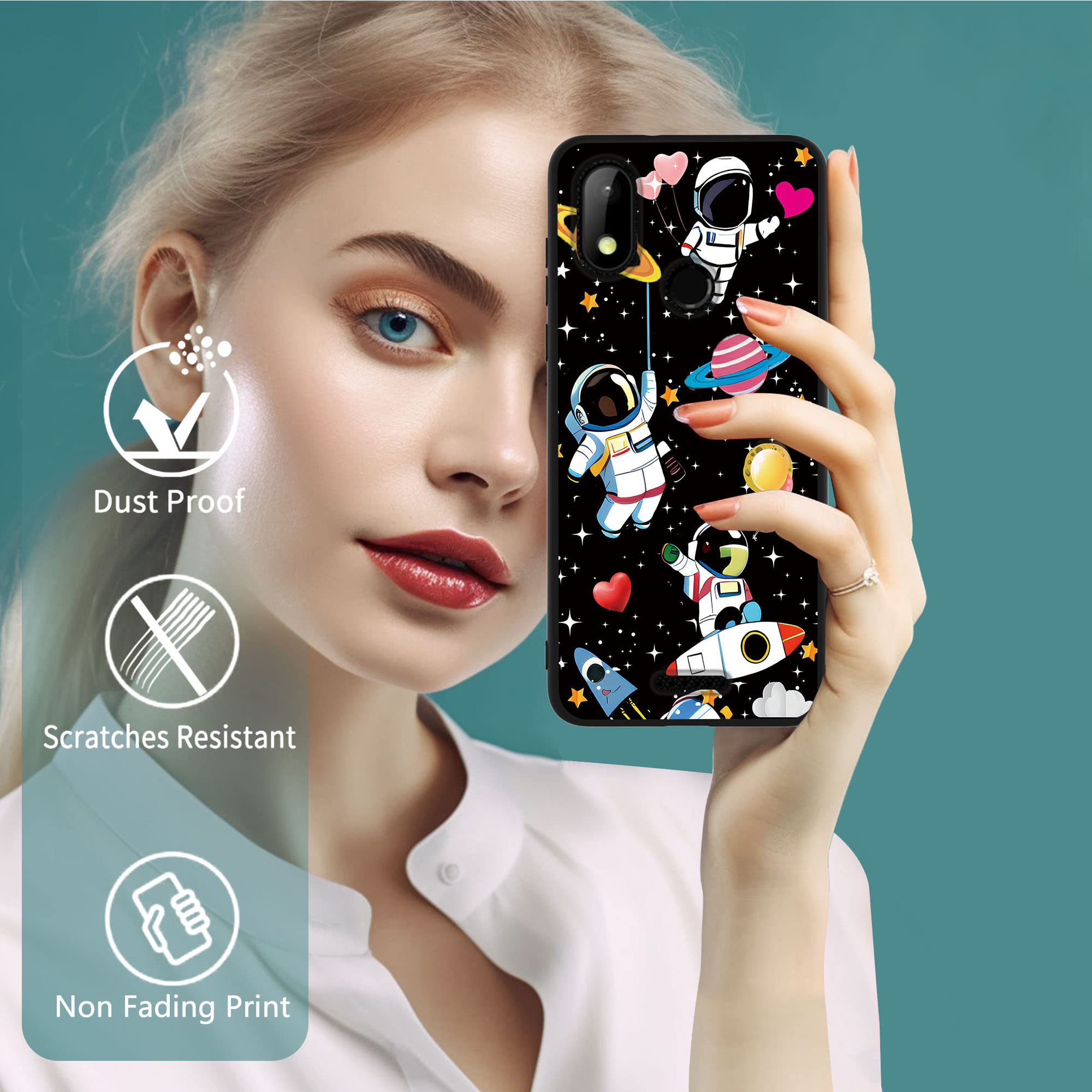 RYUITHDJP Astronaut Cute Theme Phone Case for Hot Pepper Chilaca 6.5 Inch - Soft TPU Protective Cover with Detachable Stand & Screen Protector | Perfect for Everyday Use, Work, and Travel