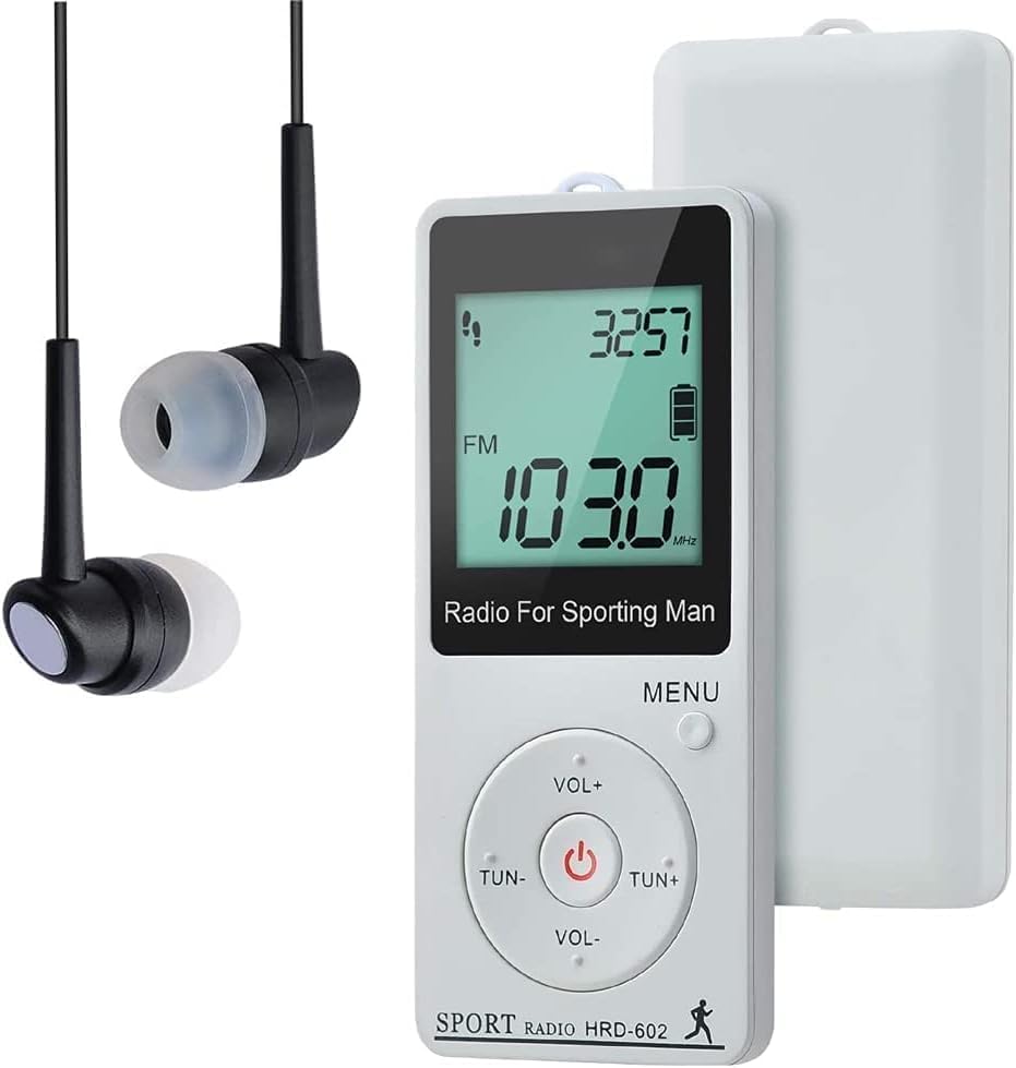 Portable AM FM Pocket Radio with Digital Tuning, Rechargeable Battery, LED Display & Earphone Jack - 70 Station Presets for Jogging, Walking, Outdoor Activities & Emergency Use
