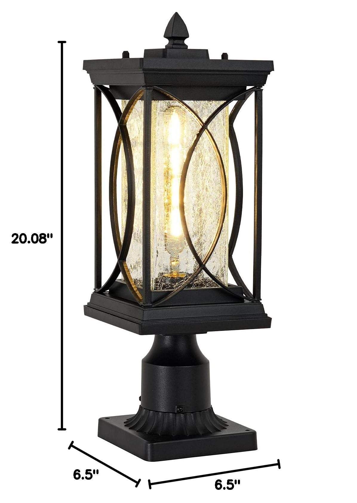 Motion Sensor Outdoor Post Lantern - Dusk to Dawn Automatic Pillar Light with 3