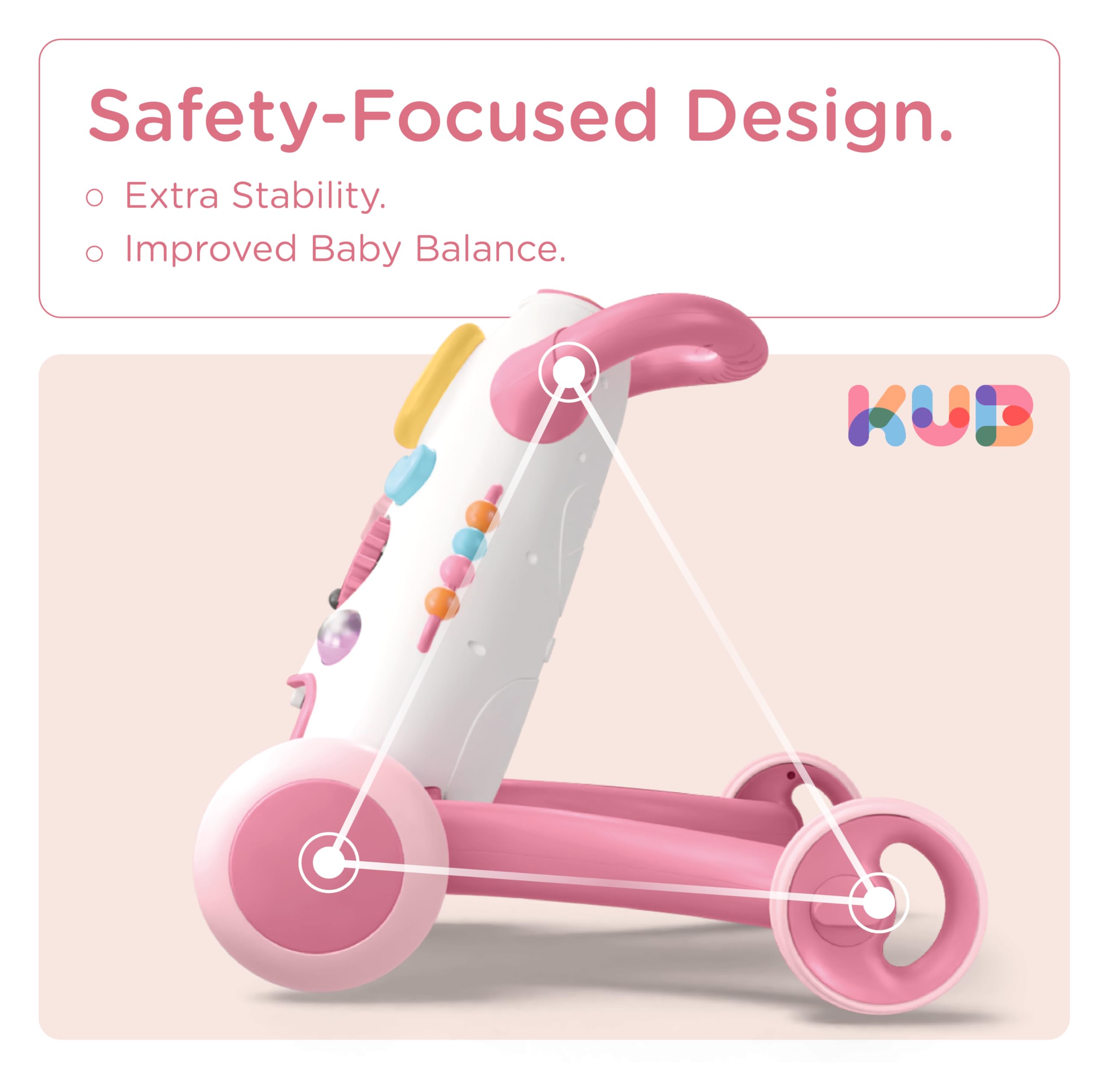 Montessori Baby Walker Toy for Toddlers - Interactive Push Toy with Soft Music & Lights, Adjustable Speed & Non-Slip Wheels | Educational Learning Activity Center for Early Childhood Development | Perfect for Home, Daycare & Preschool Playtime