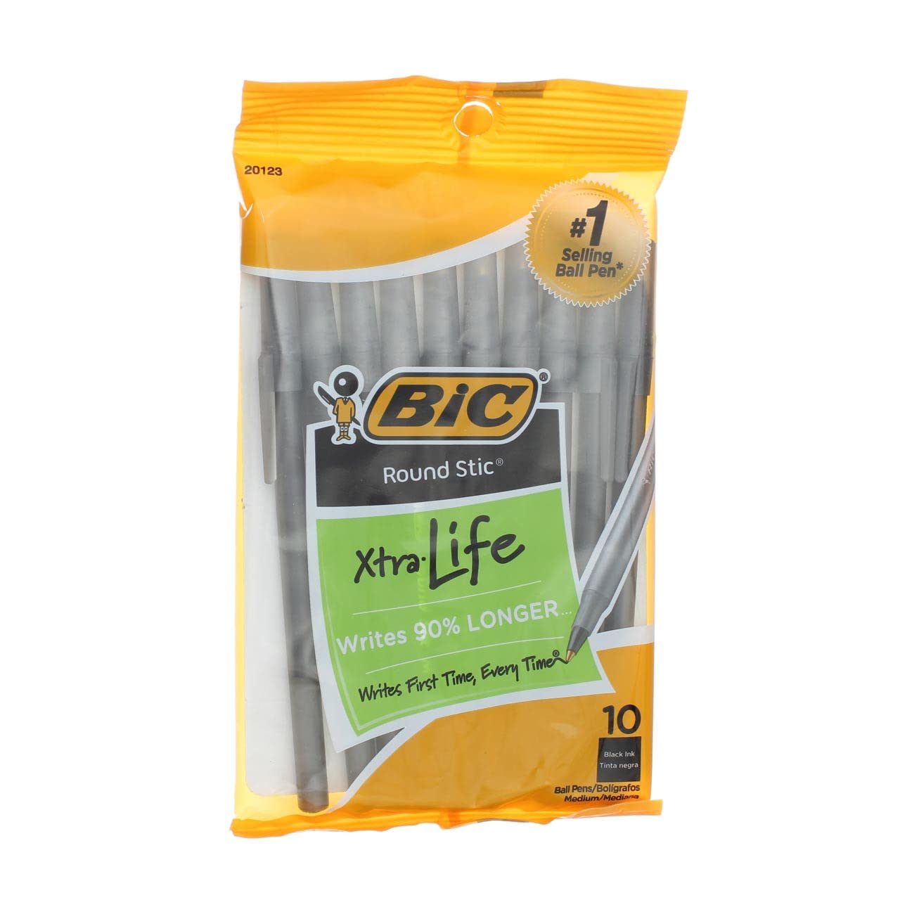 BIC Round Stic Ballpoint Pens - 10-Pack Black Ink (GSMP-101BK) - Smooth Writing for Office, School & Everyday Use