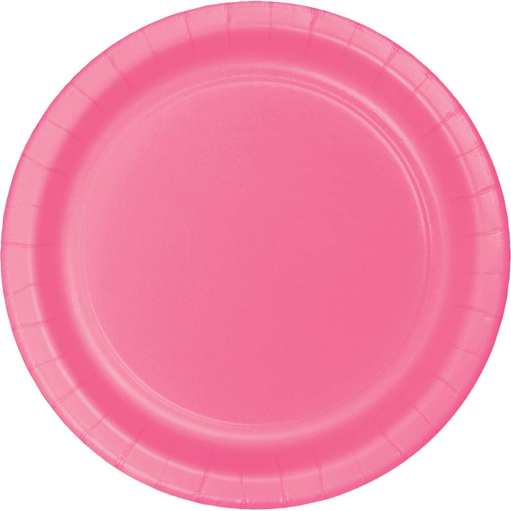 240 Pack Candy Pink Disposable Paper Plates 10 Inch - Elegant Party Dinnerware for Birthday, Wedding, Banquet & Holiday Celebrations