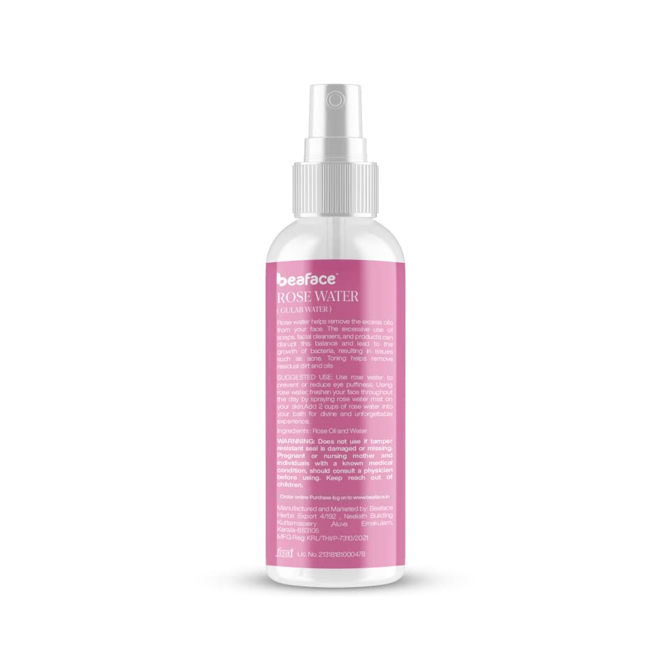 Beaface Rhassoul Clay Powder & Rosewater Spray Combo Pack for Dry & Oily Skin - 100g Each (2-Piece Set) | Deep Cleansing & Hydrating Skincare for Clear, Glowing Complexion | Perfect for Facial Masks, Detox Treatments & Daily Hydration