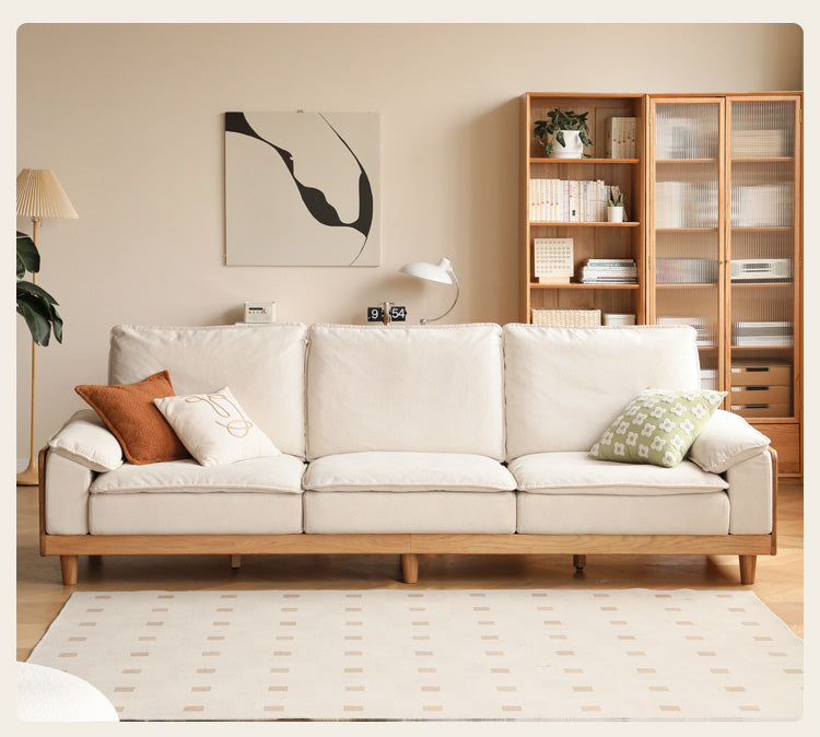 Solid Oak Wood Straight Sofa - Modern & Durable Hardwood Sofa for Living Room, Office, or Lounge - Perfect for Home Decor and Comfortable Seating