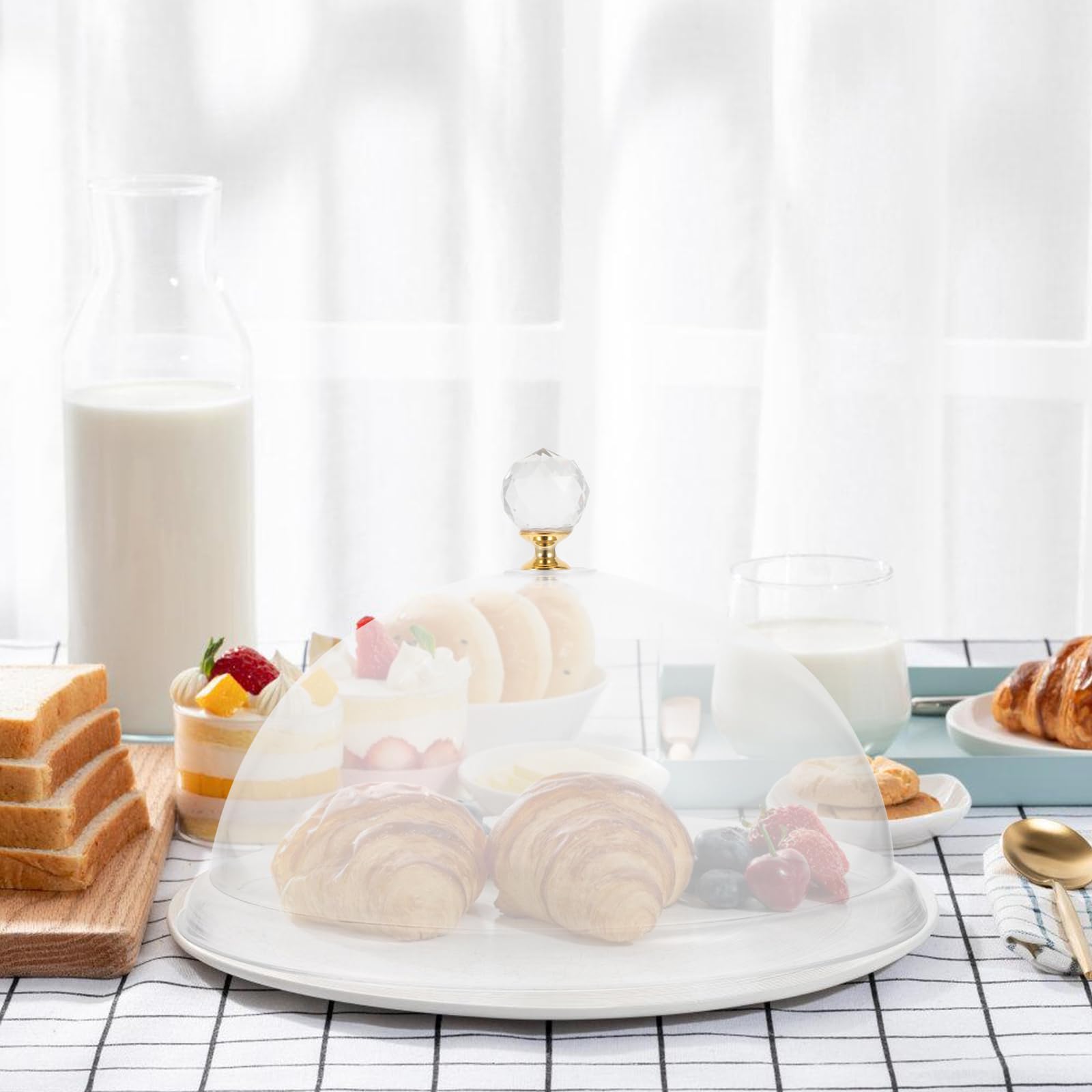 Acrylic Cake Dome Cover - Clear Round Plastic Food Cloche for Cake Stand, Cheese Display & Serving Platter | Perfect for Dessert Presentation, Bakery Showcase & Party Buffet