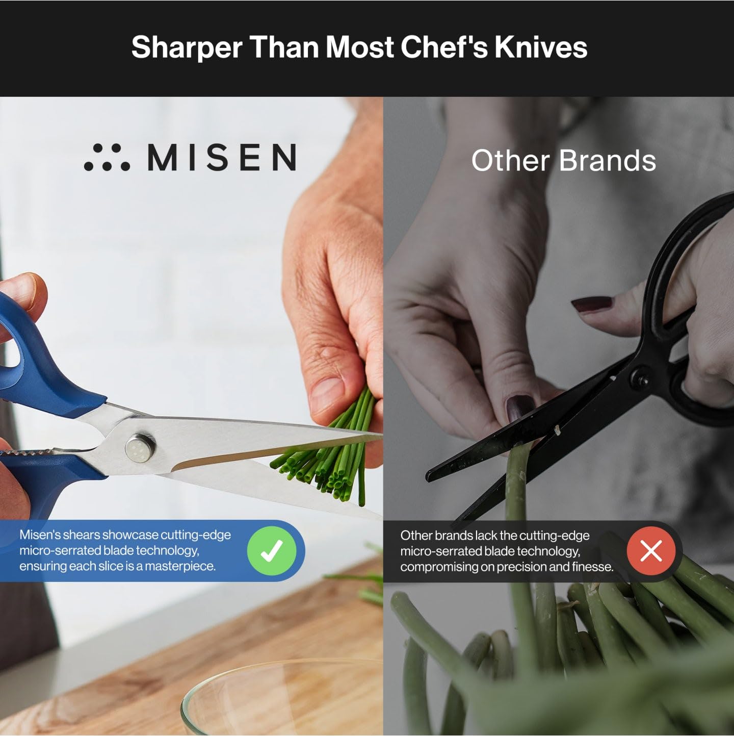 Misen Heavy Duty Kitchen Shears - Professional Stainless Steel Cooking Scissors for Cutting Meat, Poultry, Herbs & Vegetables - Ergonomic Ambidextrous Comfort Grip - Dishwasher Safe Easy Clean - Perfect for Meal Prep, Butchering & Crafting - Blue