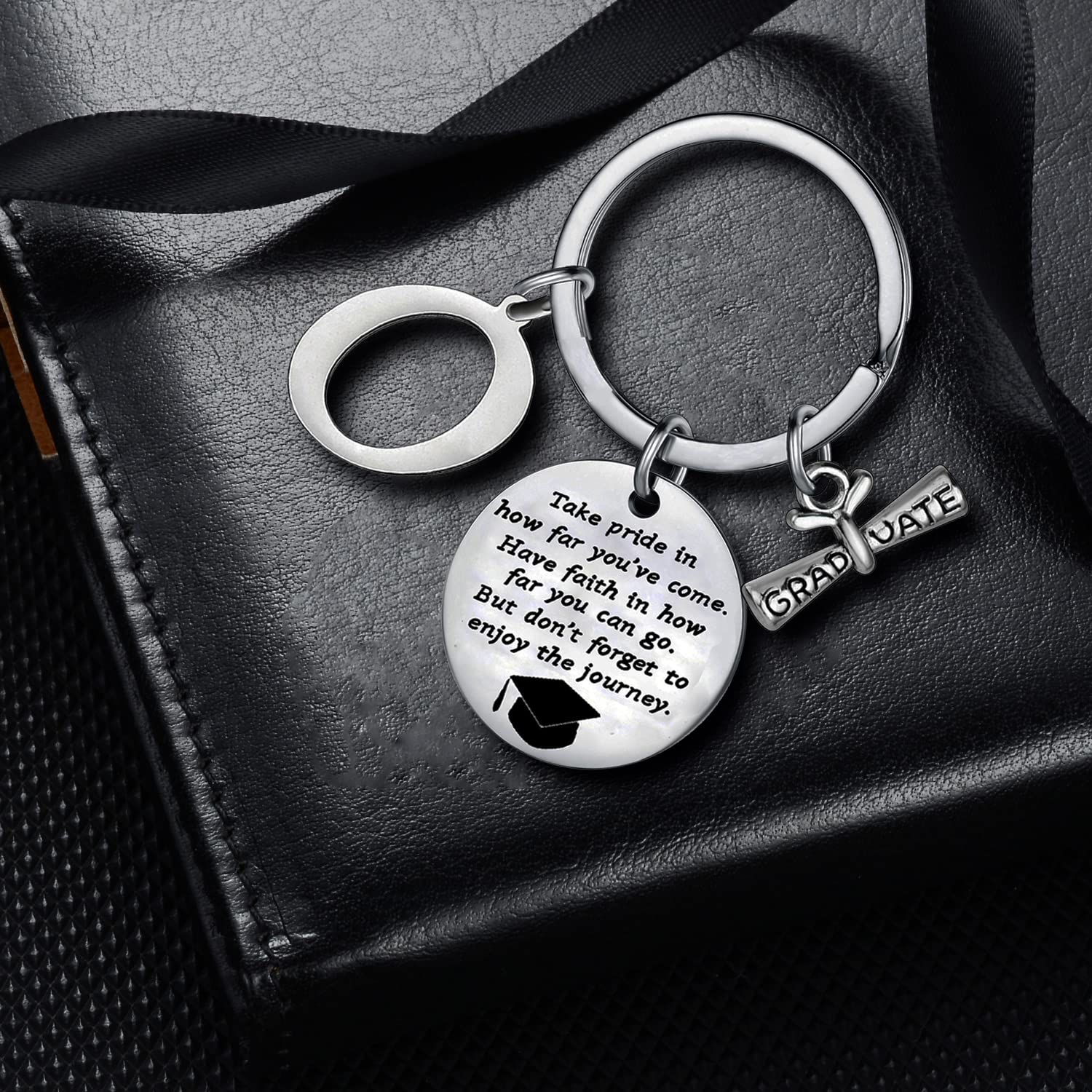 Personalized Graduation Keychain with Initial Letter - Inspirational Gift for Graduates - Perfect for High School, College, and University Graduation Ceremonies, Parties, and Keepsakes