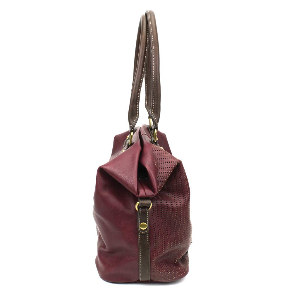 CHALA Women's Faux Leather Laser Cut Crossbody Shoulder Bag - Elegant Plum Tote Purse for Work, Travel & Everyday Use