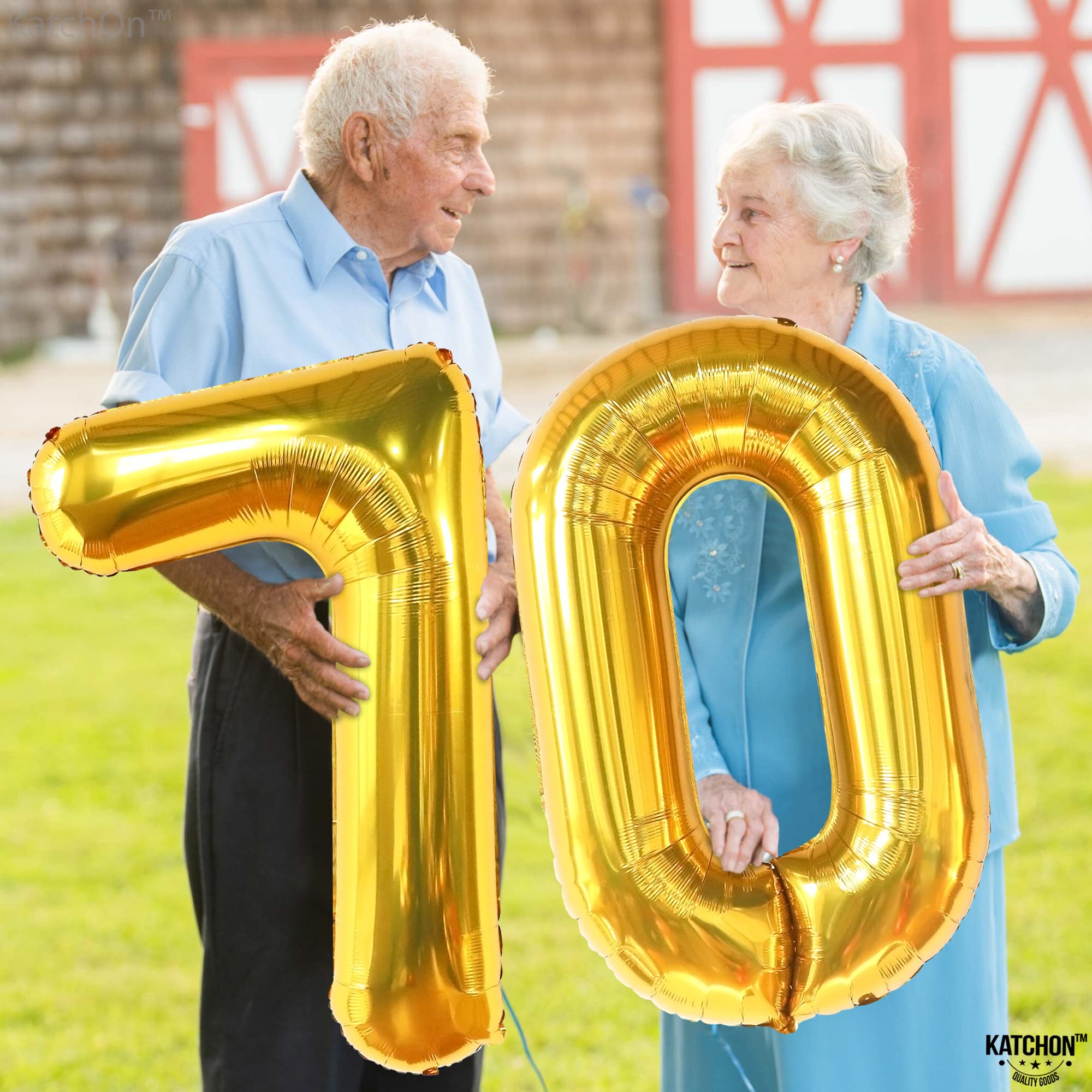 KatchOn Giant Gold 70 Balloon Numbers - 40 Inch | 70th Birthday Party Decorations, Anniversary & Milestone Celebration Supplies | Large Foil Balloons for Birthday Backdrop, Photo Booth, Graduation & Retirement Parties