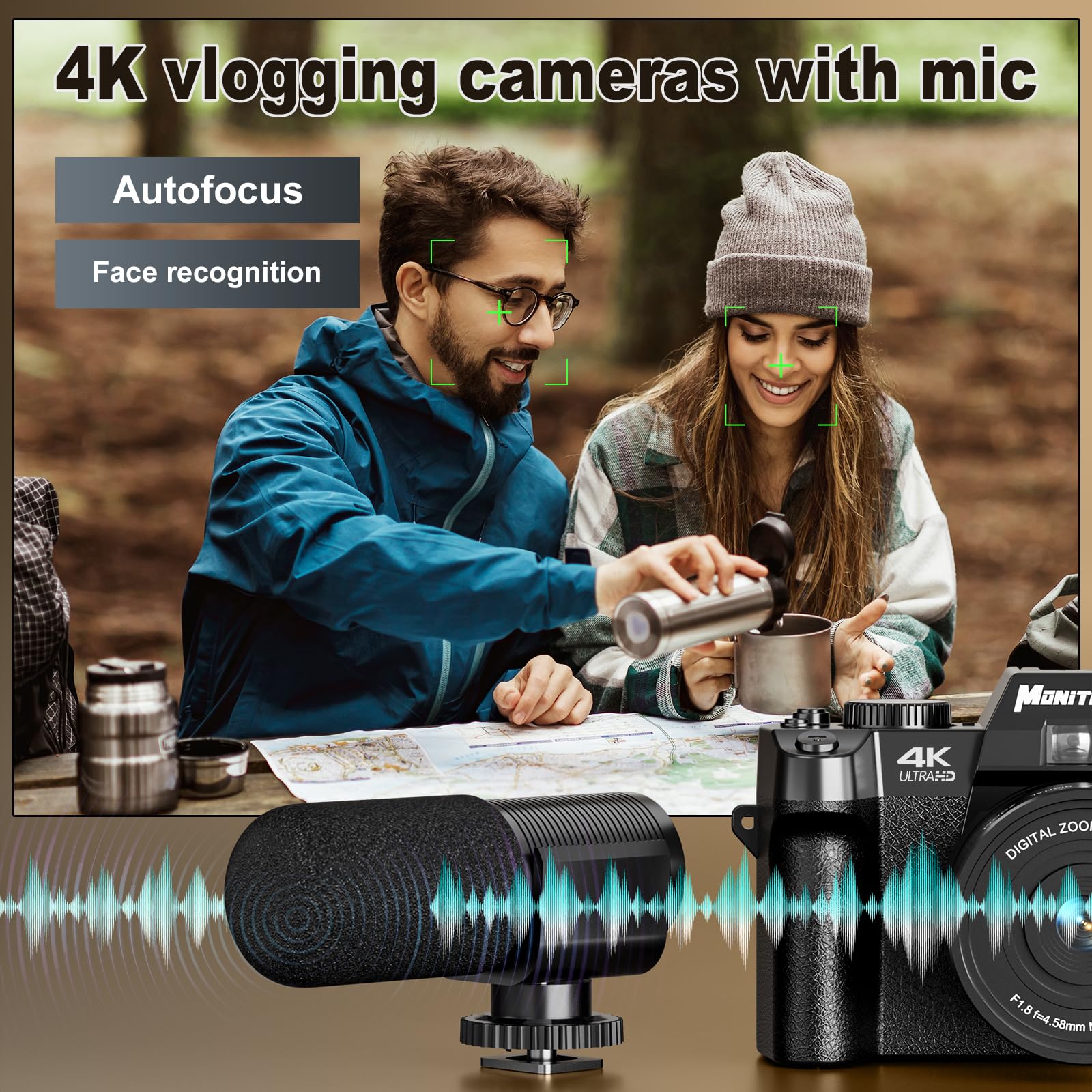 4K Digital Camera for Photography & Vlogging - 48MP YouTube Camera with 180° Flip Screen, 16X Zoom, Autofocus, Flash, 52mm Wide Angle & Macro Lens - Includes 2 Batteries & 32GB SD Card (S100, Black) - Perfect for Travel, Blogging, and Content Creation