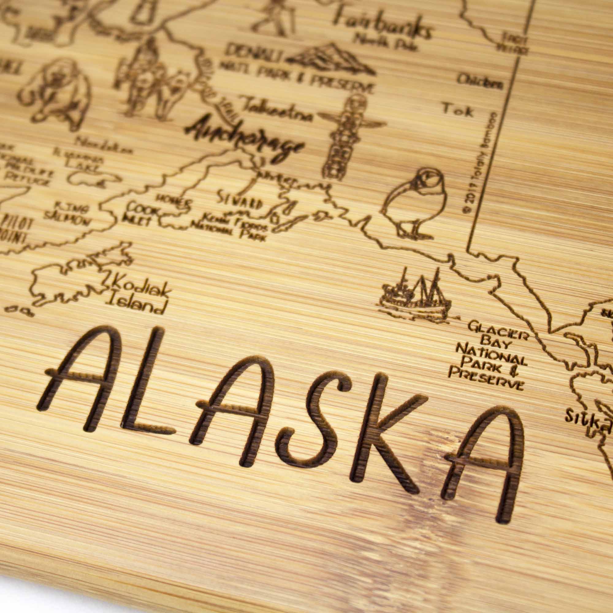 Premium Alaska-Themed Wooden Cutting Board - 11
