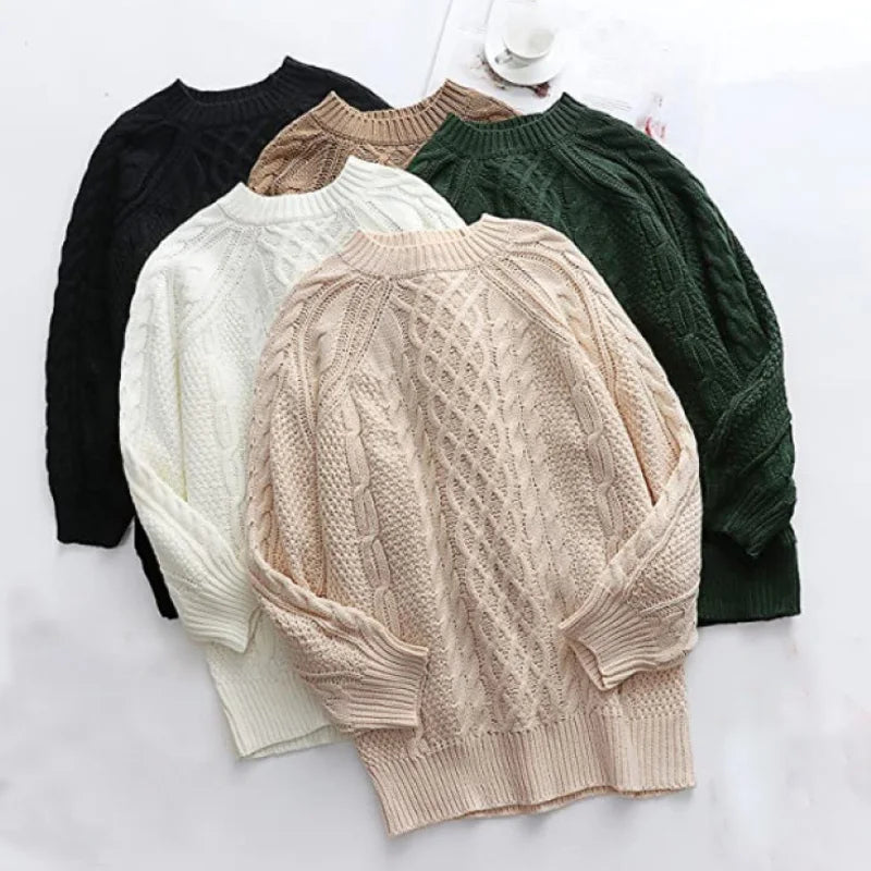 13 Colors Women's Chunky Cable Knit Oversized Pullover Sweater - Long Sleeve Crewneck Winter Warm Tops for Casual Outfits, Holiday Gatherings & Cozy Home Wear
