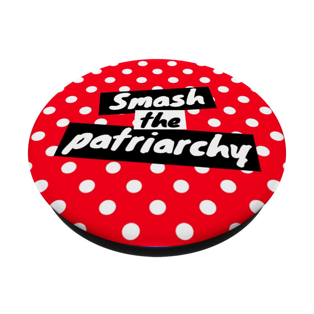 Smash the Patriarchy Red White Polka Dot PopSockets PopGrip - Swappable Phone & Tablet Grip for iPhone, Samsung, iPad | Perfect for Feminism Supporters, Protest Accessories & Everyday Phone Protection