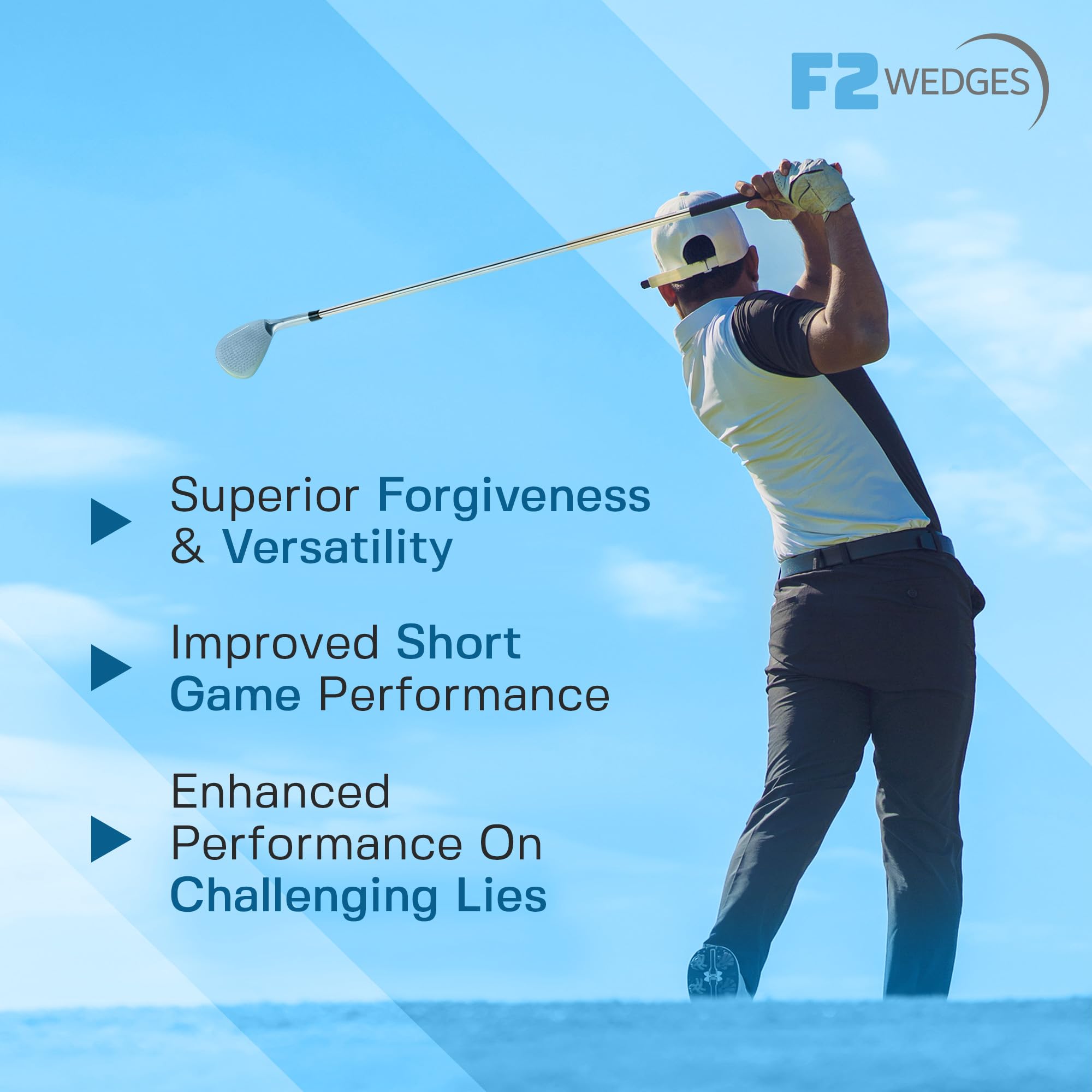 F2 Wave Wedge - High Performance Steel Shaft Golf Wedge for Superior Accuracy | Shank-Proof Design for Smooth Turf Interaction | Perfect for Short Game Shots, Bunker Play & Approach Shots on Golf Course