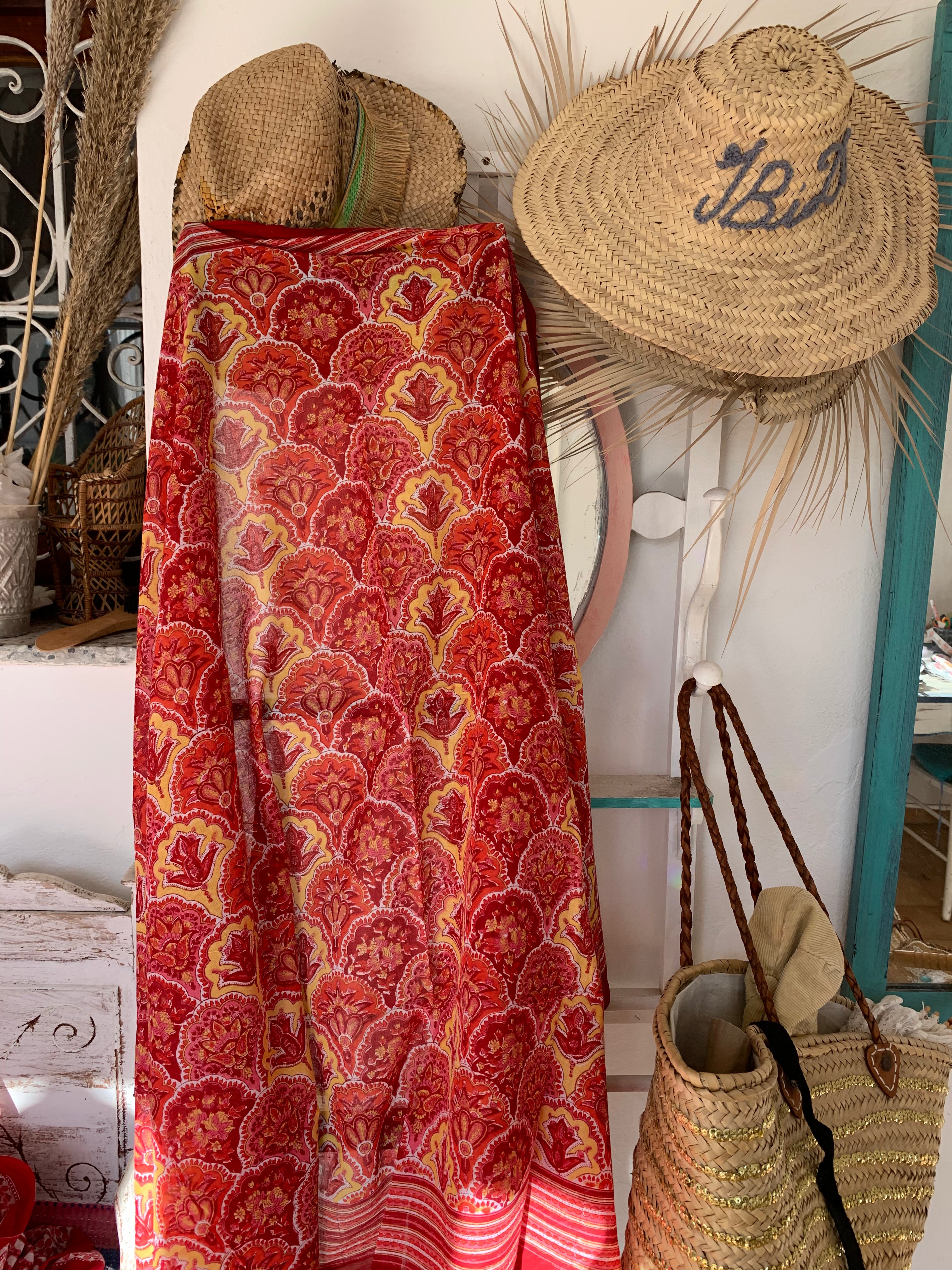 Stylish Block Print Cotton Sarong Pareo Shawl - New Collection for Beach, Pool & Summer Fashion